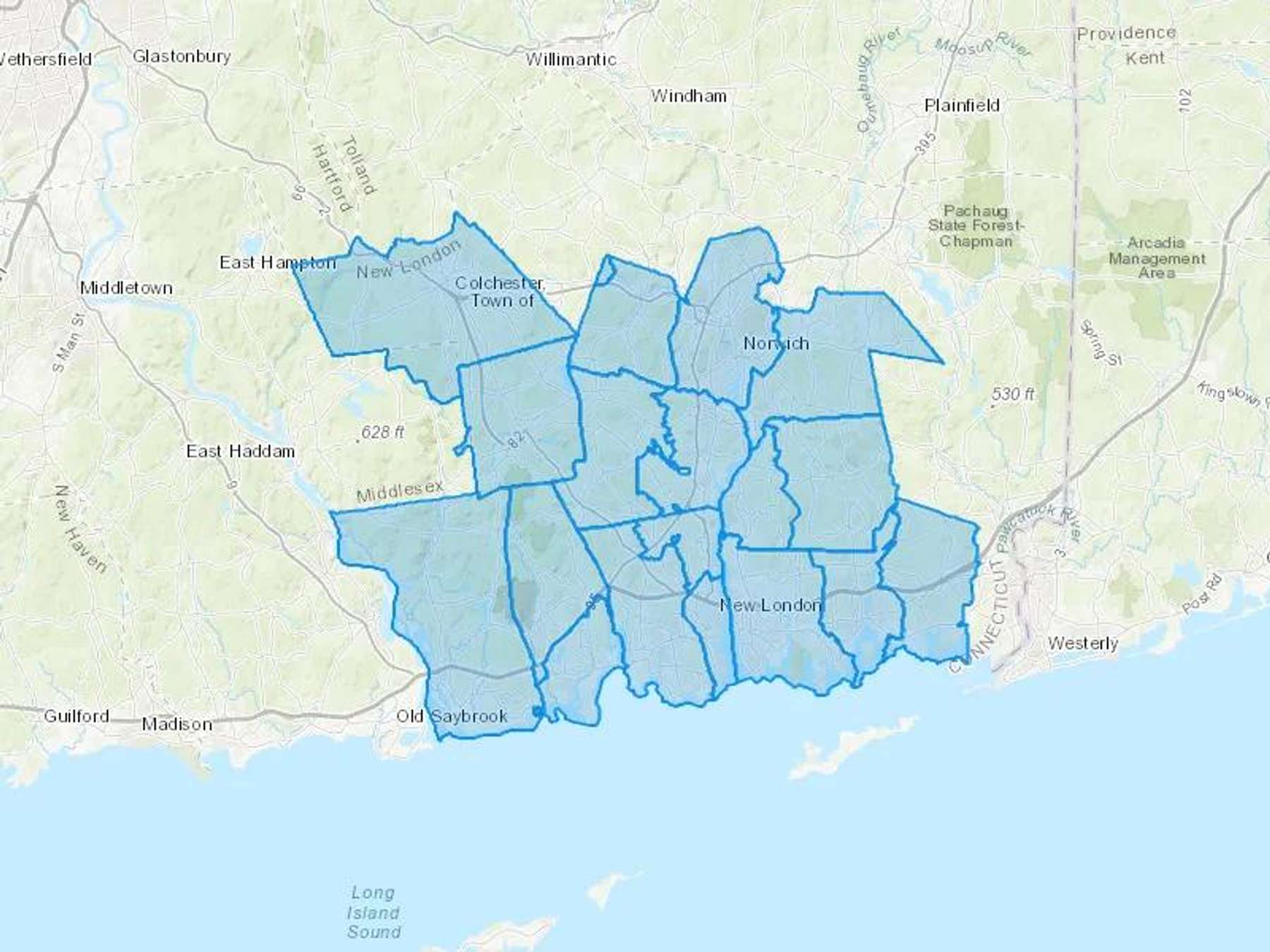 Broga & Son Fuel Cash Heating Oil Delivery Map Map With The Broga & Son Fuel Heating Oil Delivery Area Shaded In Blue