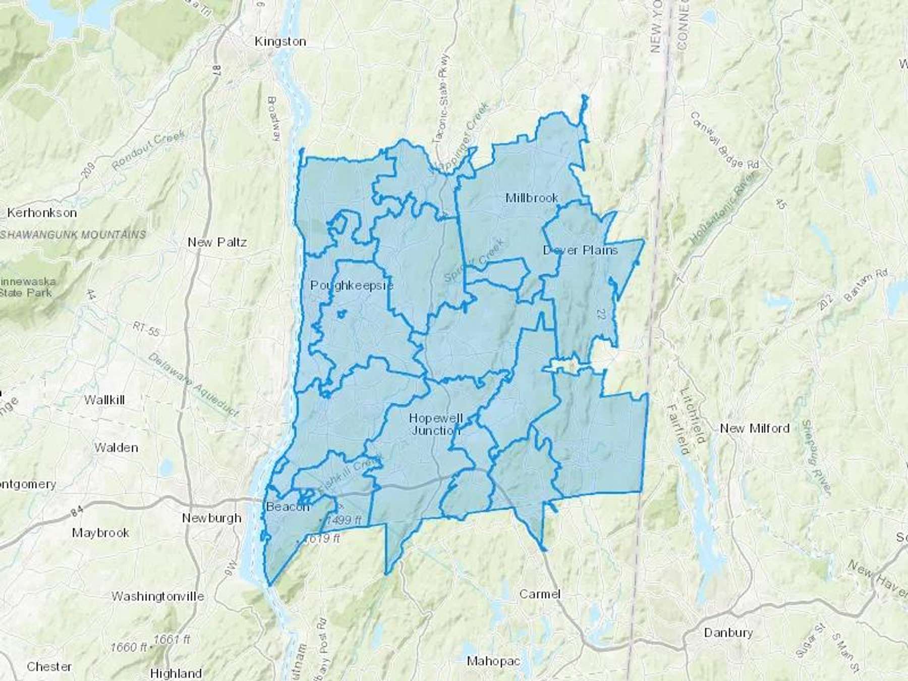 Euro Fuel Co LLC Cash Heating Oil Delivery Map Map With The Euro Fuel Co LLC Heating Oil Delivery Area Shaded In Blue
