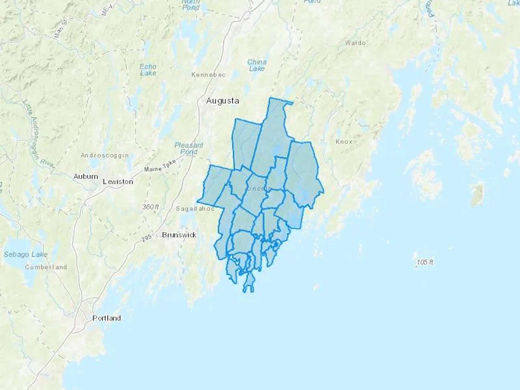 Colby & Gale Cash Heating Oil Delivery Map Map With The Colby & Gale Heating Oil Delivery Area Shaded In Blue