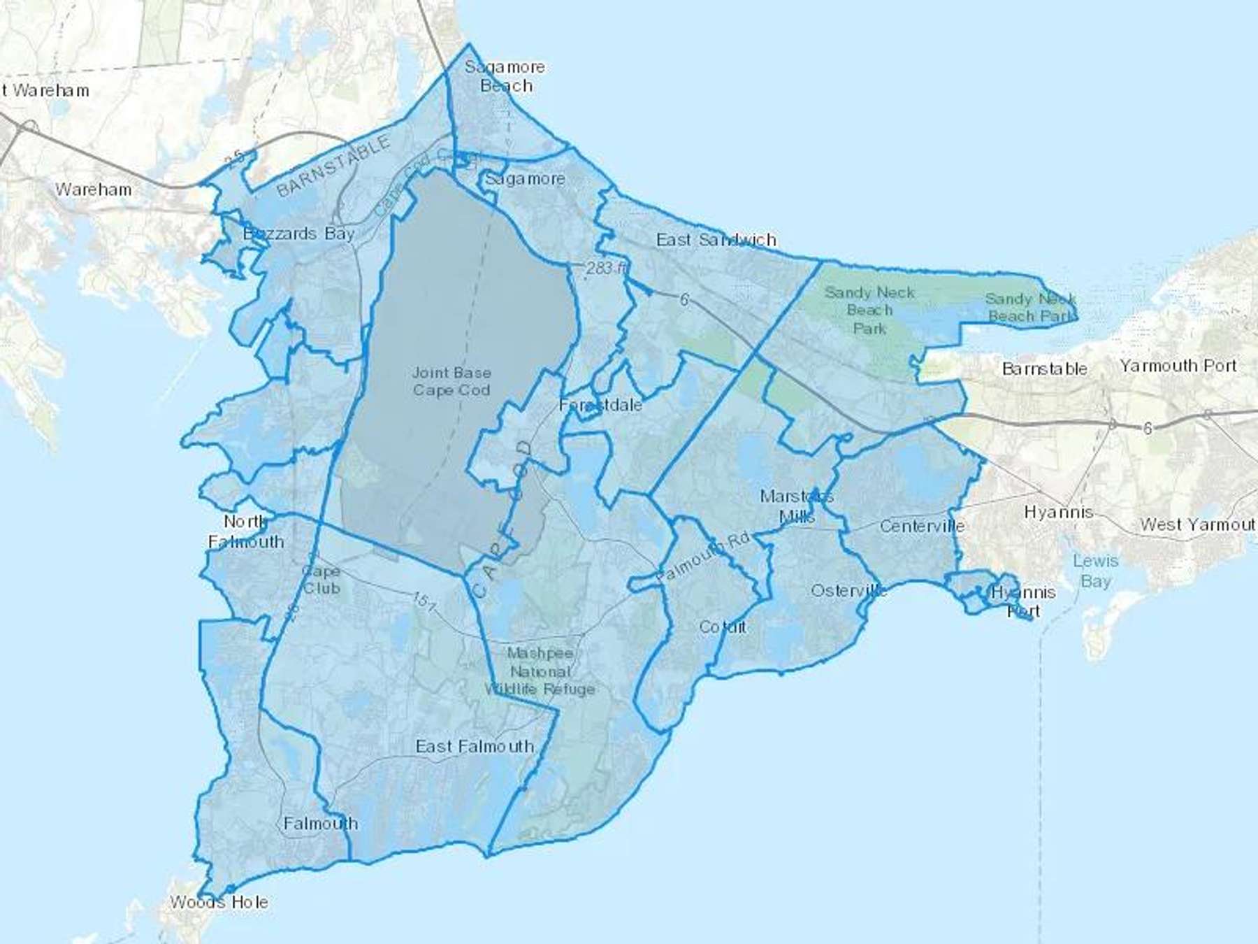 Falmouth Energy Cash Heating Oil Delivery Map Map With The Falmouth Energy Heating Oil Delivery Area Shaded In Blue