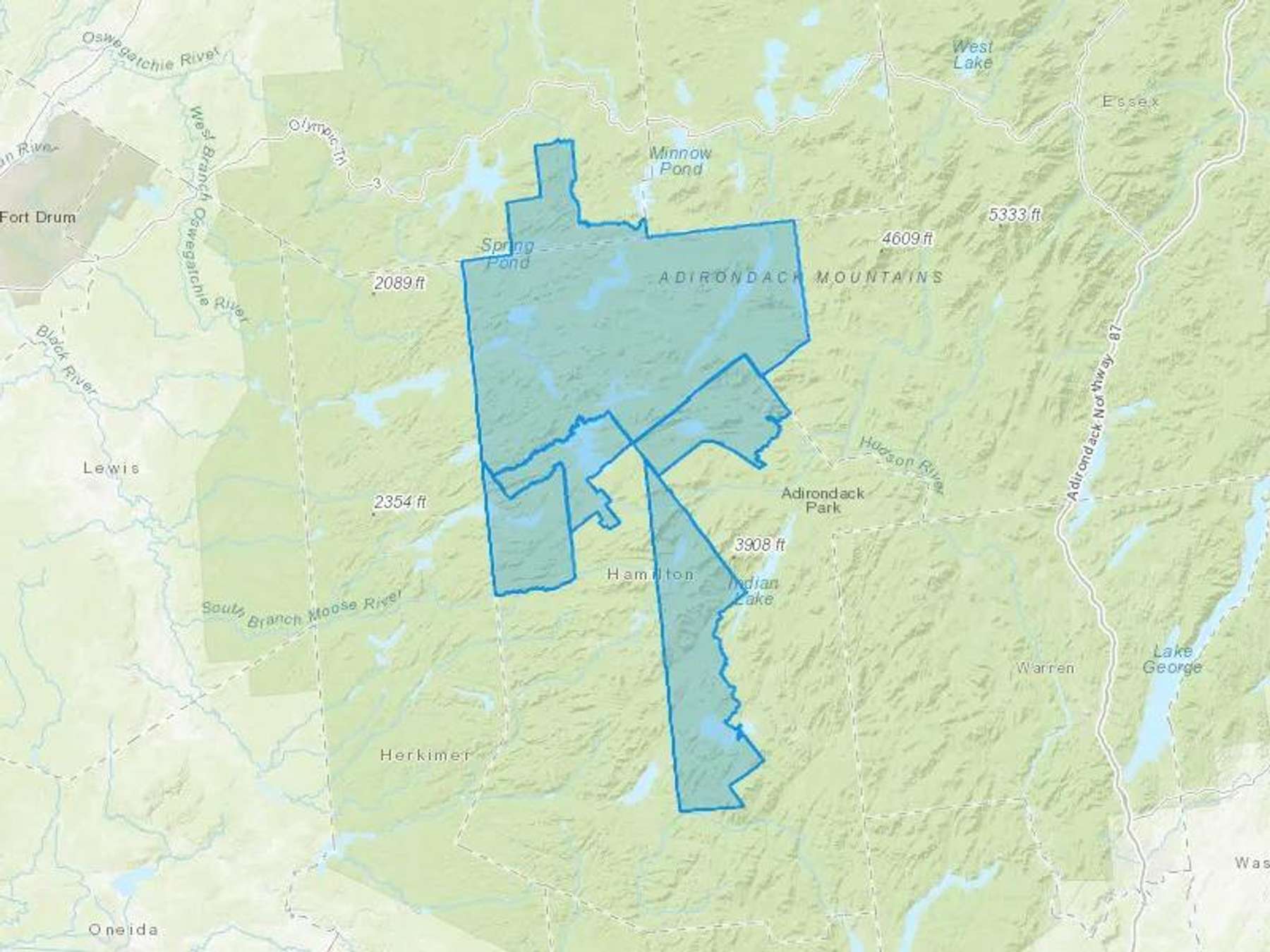 Raquette Lake Supply Co Inc Cash Heating Oil Delivery Map Map With The Raquette Lake Supply Co Inc Heating Oil Delivery Area Shaded In Blue