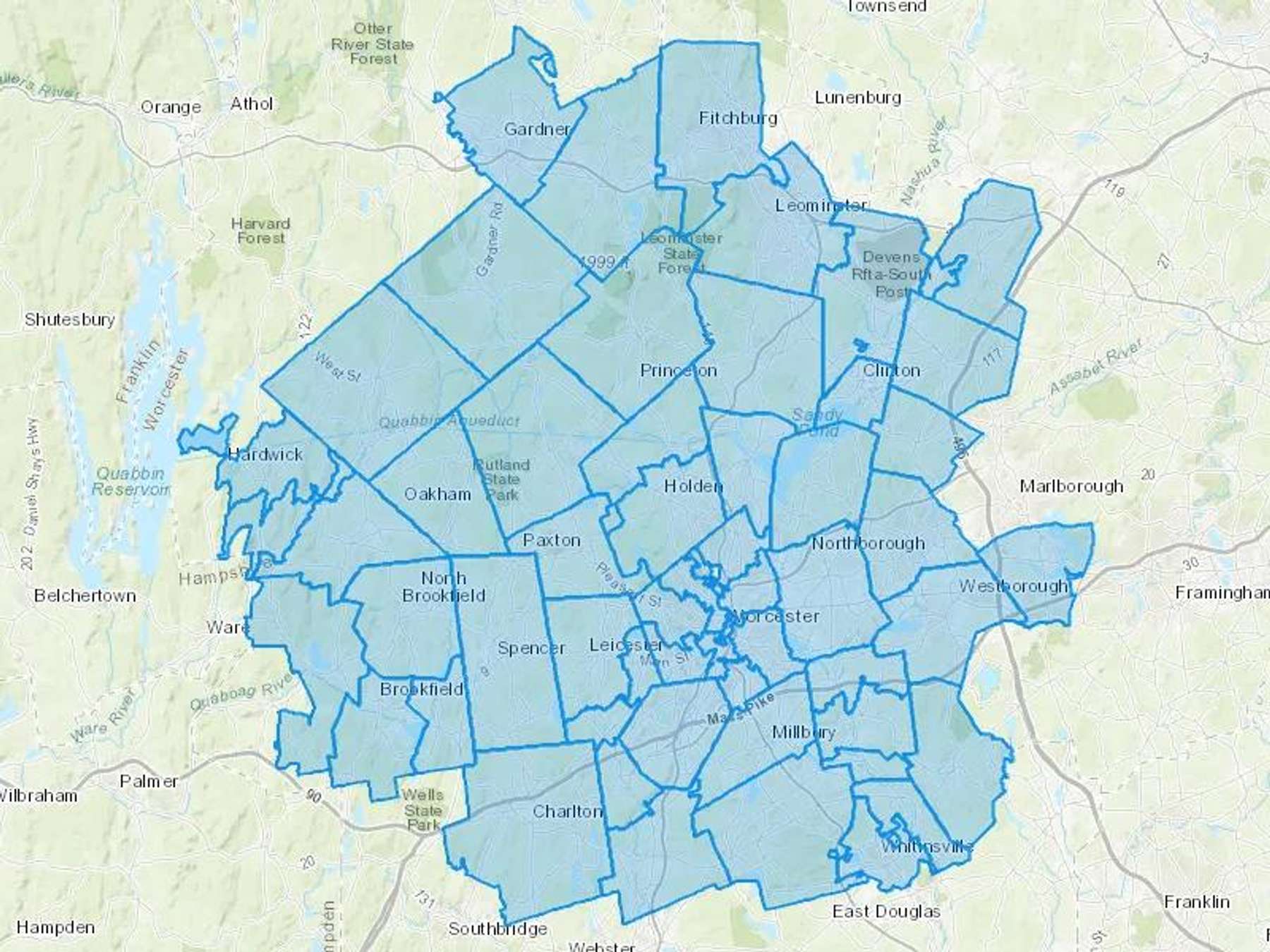 Harrington Oil Inc Cash Heating Oil Delivery Map Map With The Harrington Oil Inc Heating Oil Delivery Area Shaded In Blue