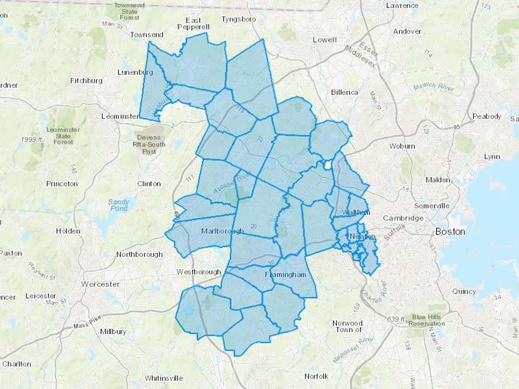 The Lakeside Oil Co Inc Cash Heating Oil Delivery Map Map With The The Lakeside Oil Co Inc Heating Oil Delivery Area Shaded In Blue