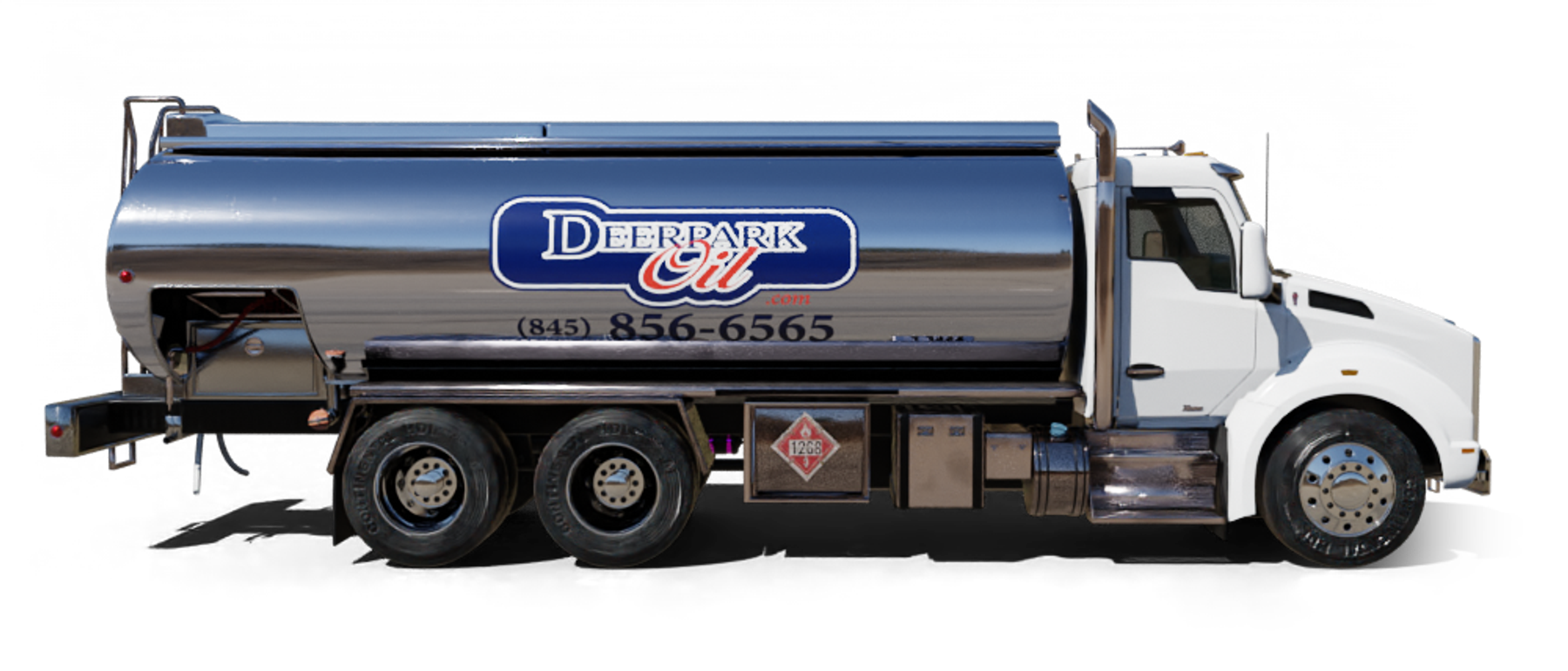 T.L.N. Fuel Heating Oil Truck T.L.N. Fuel residential home heating oil truck next to an eastbound double decker train in Merrick, Long Island, New York delivering fuel oil.