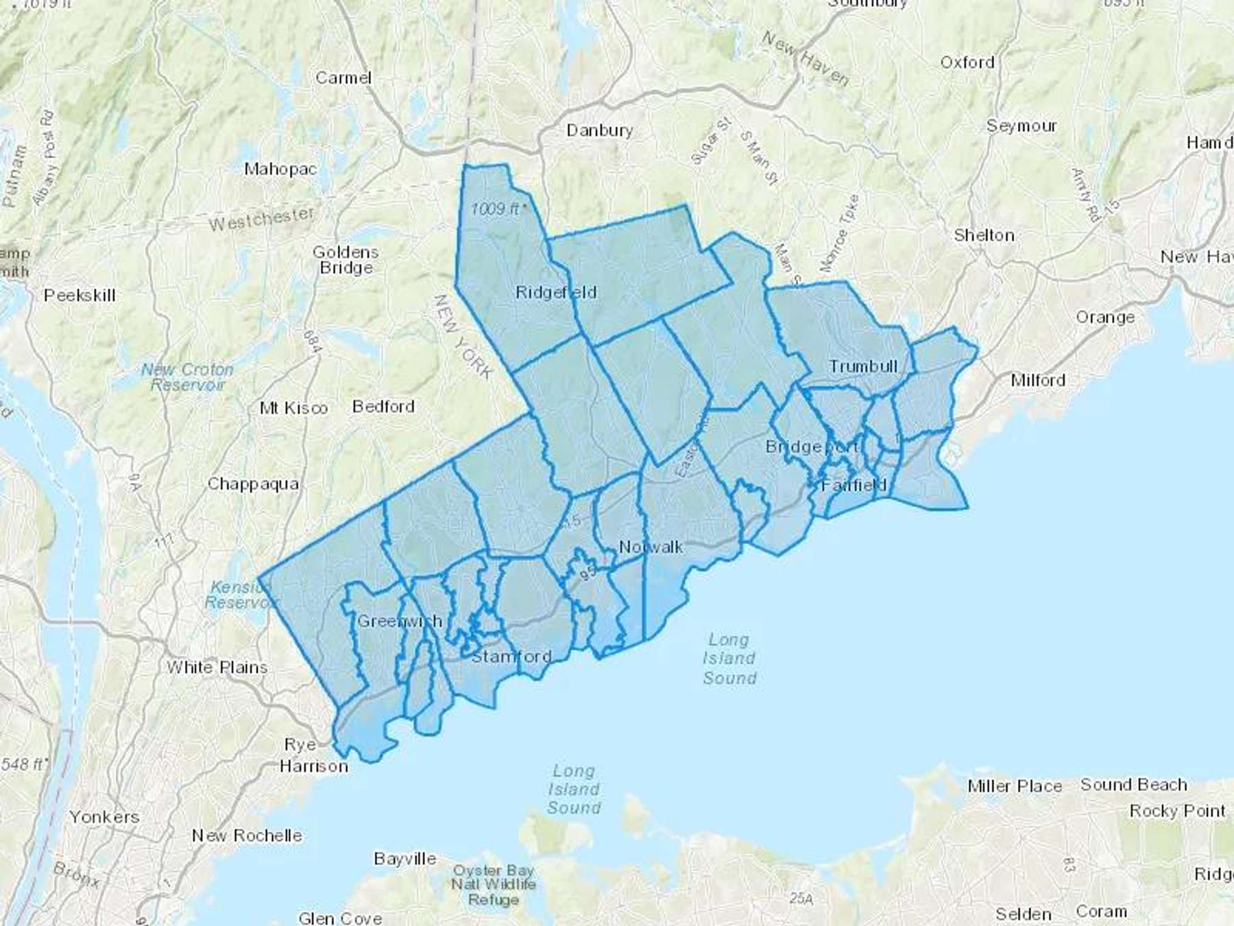 Coastal Energy LLC Cash Heating Oil Delivery Map Map With The Coastal Energy LLC Heating Oil Delivery Area Shaded In Blue
