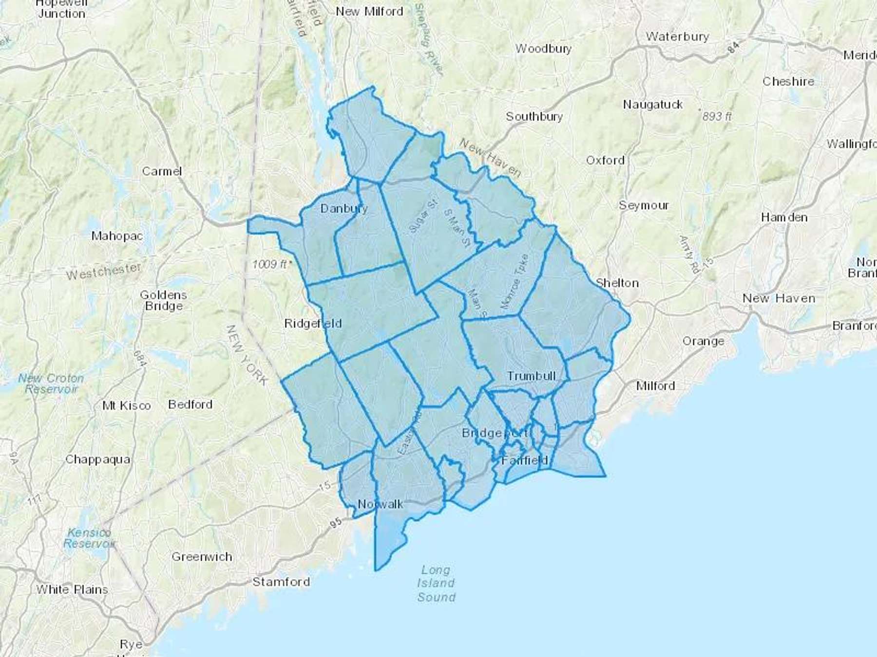 J & E Discount Oil Cash Heating Oil Delivery Map Map With The J & E Discount Oil Heating Oil Delivery Area Shaded In Blue