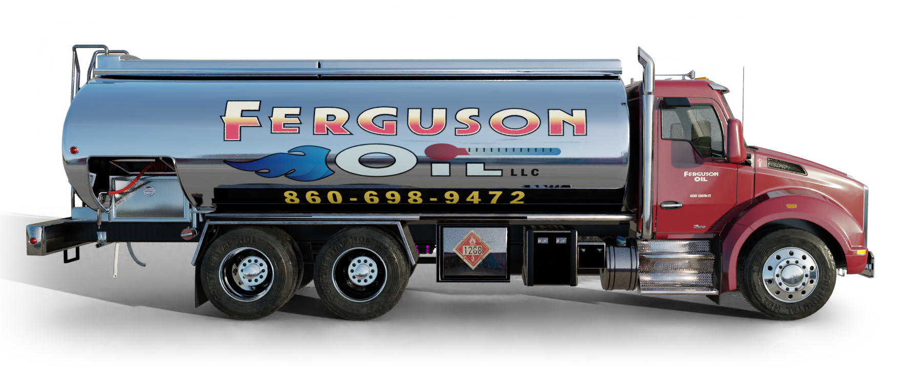 Low Cost Heating Service Heating Oil Truck Low Cost Heating Service residential home heating oil truck at sunset in Bellmore, Long Island, New York delivering fuel oil.