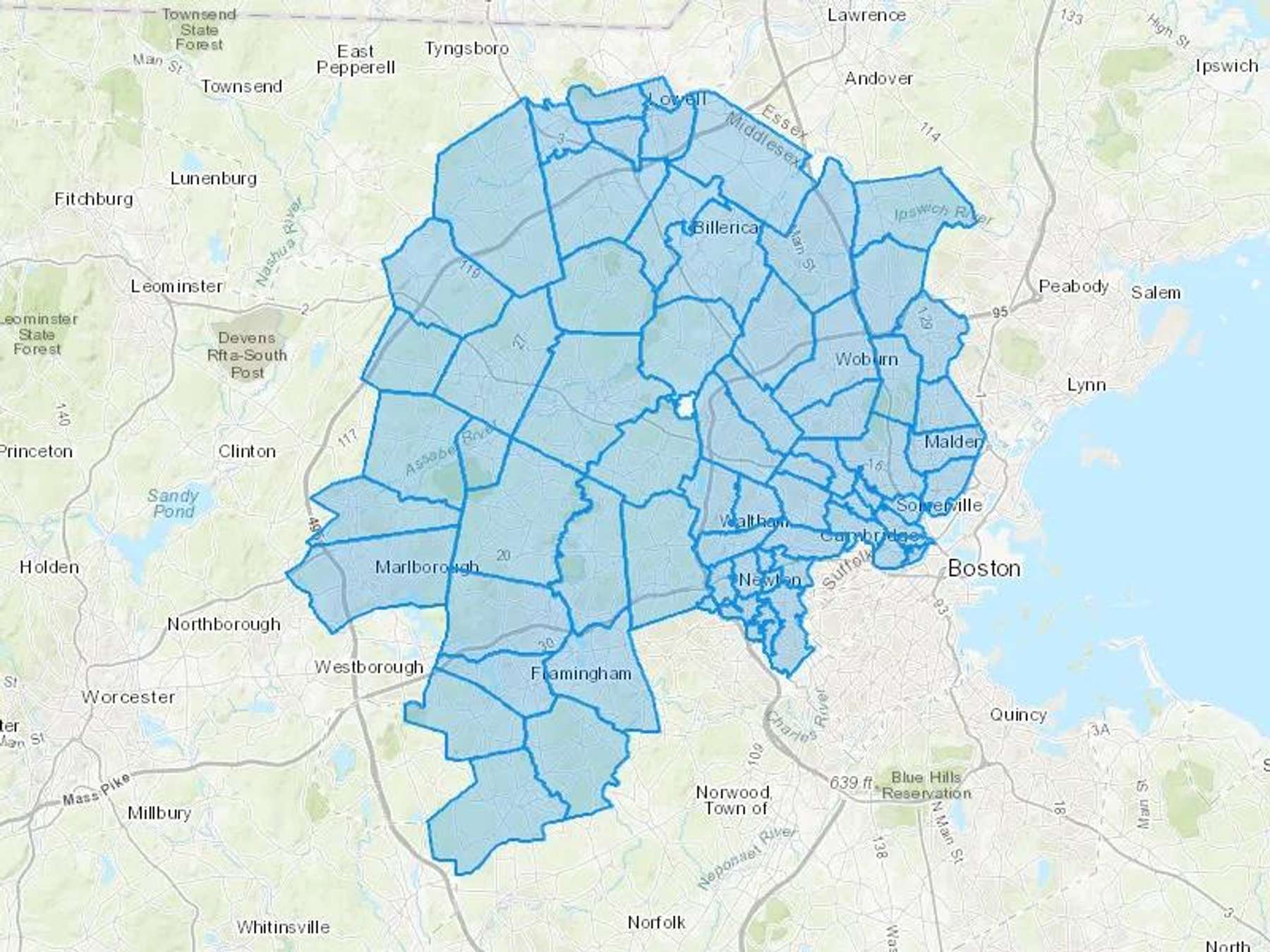 EZ Oil Co Cash Heating Oil Delivery Map Map With The EZ Oil Co Heating Oil Delivery Area Shaded In Blue