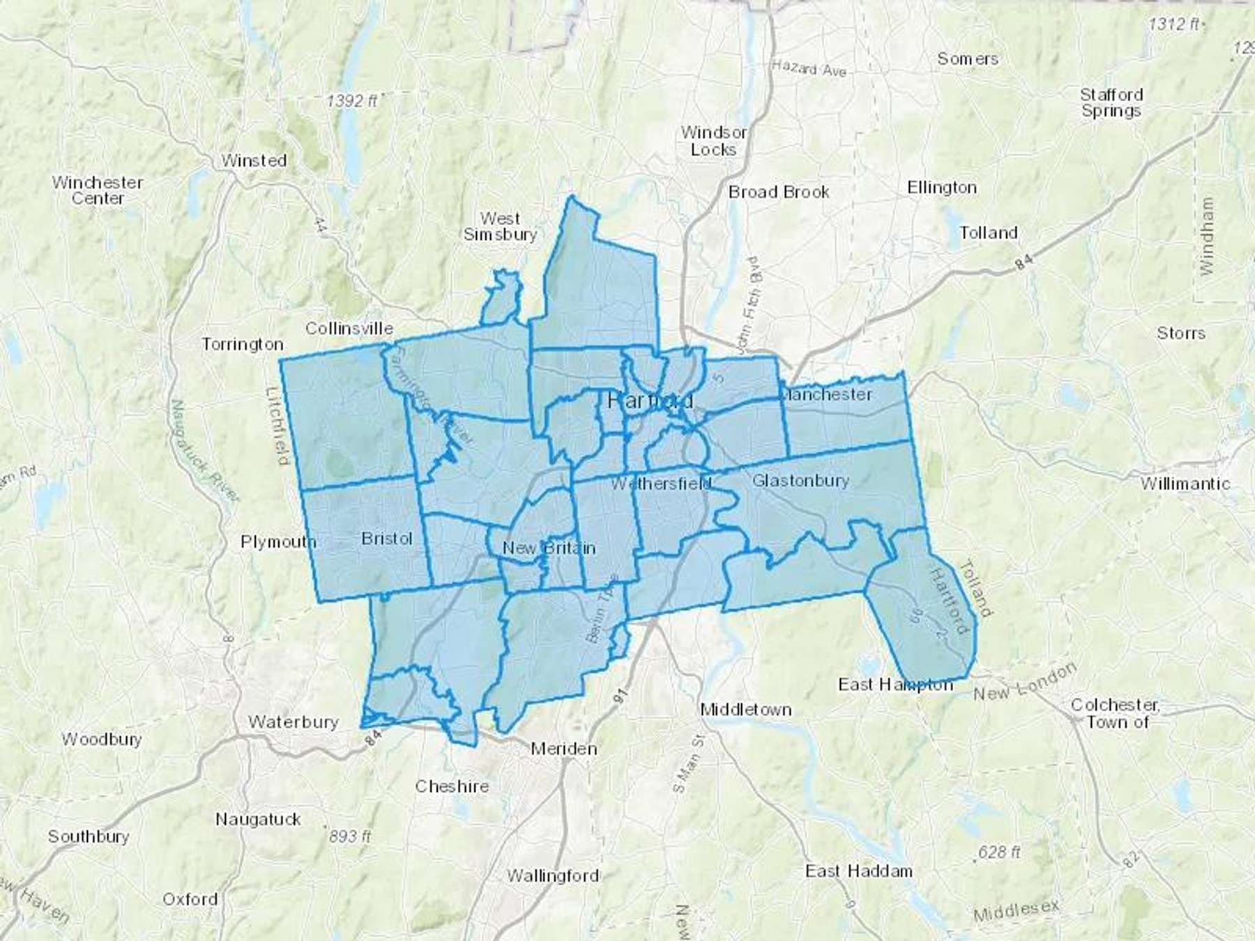 County Wide Mechanical Services LLC Cash Heating Oil Delivery Map Map With The County Wide Mechanical Services LLC Heating Oil Delivery Area Shaded In Blue