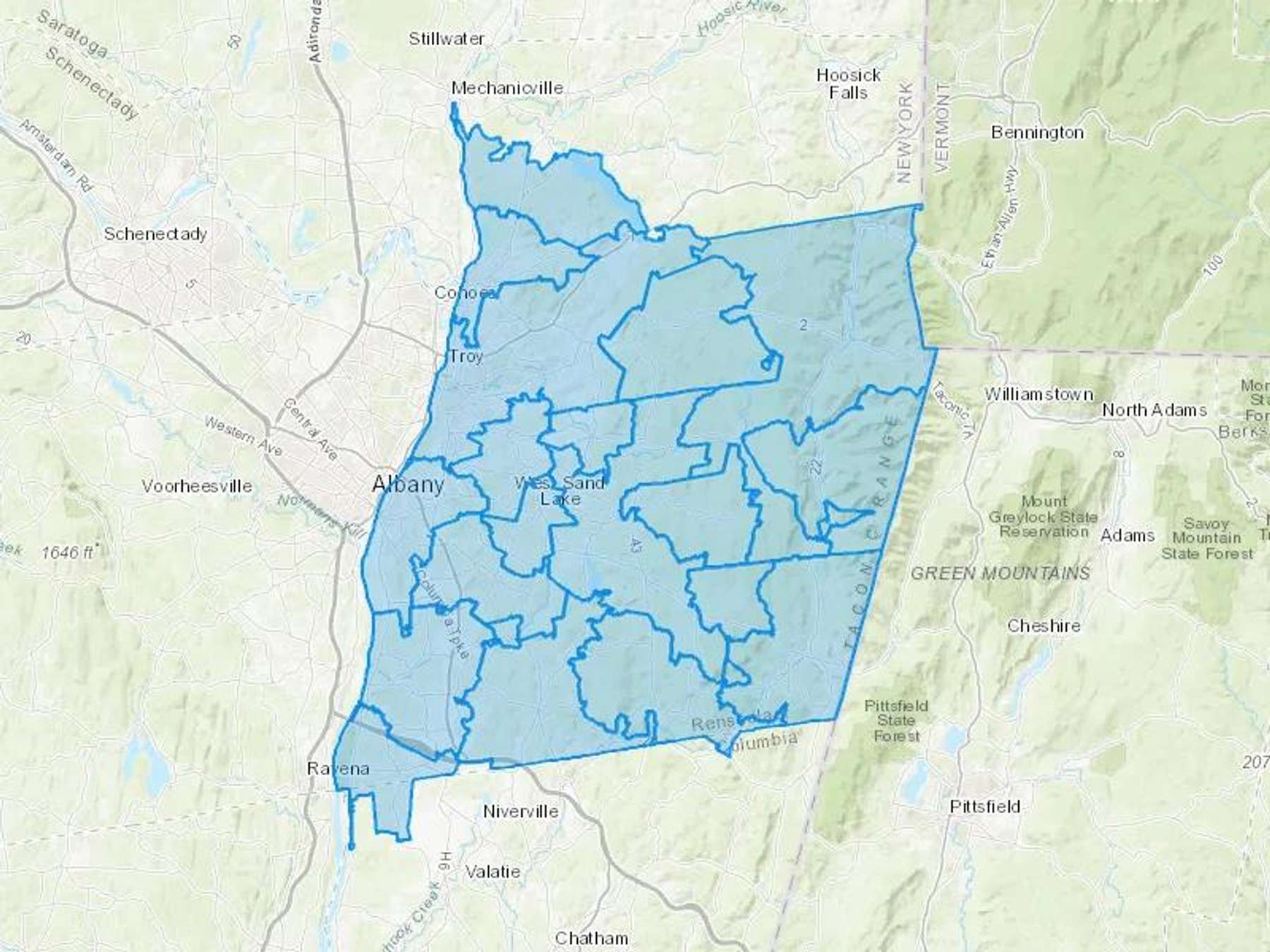 G Urschel's Limited G Urschel's Fuel Service Cash Heating Oil Delivery Map Map With The G Urschel's Limited G Urschel's Fuel Service Heating Oil Delivery Area Shaded In Blue