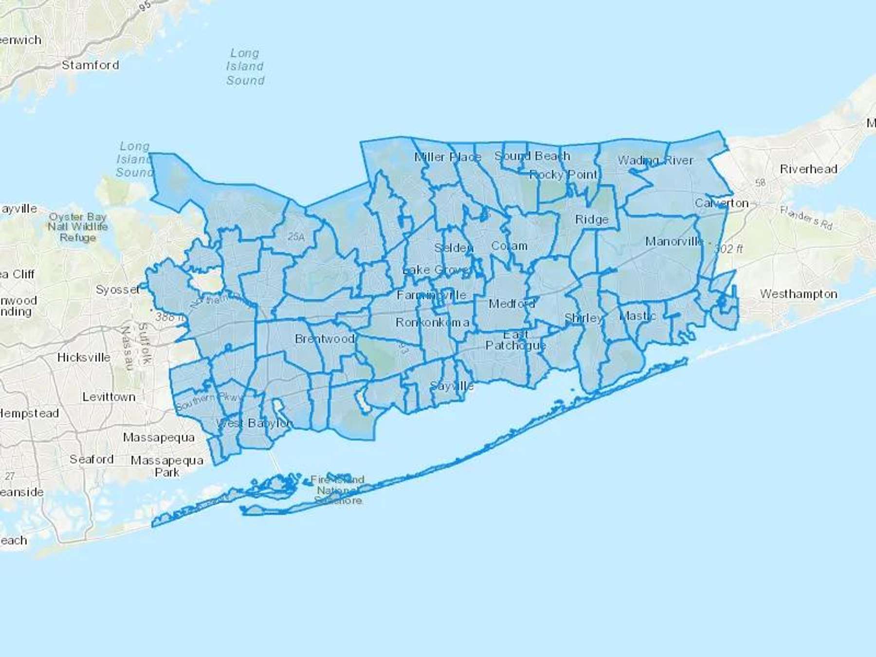 L & H Fuel Oil LLC Cash Heating Oil Delivery Map Map With The L & H Fuel Oil LLC Heating Oil Delivery Area Shaded In Blue