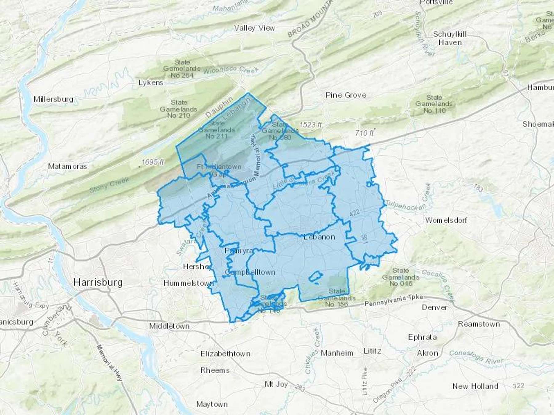 Kreiser Fuel Service Inc Cash Heating Oil Delivery Map Map With The Kreiser Fuel Service Inc Heating Oil Delivery Area Shaded In Blue