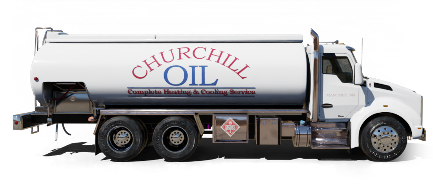 Jarzombek Energy Heating Oil Truck Jarzombek Energy residential home heating oil truck in front of a large 5 bedroom stucco home in Calverton, Long Island, New York delivering fuel oil.