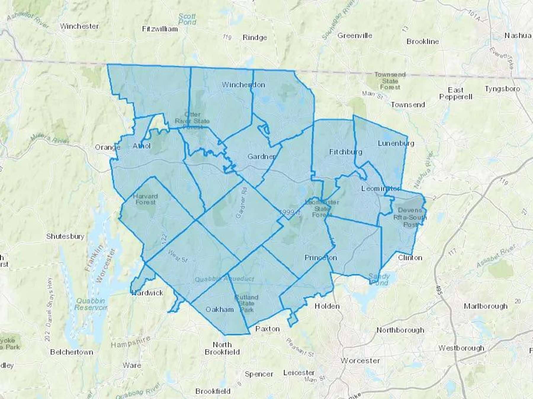 Chair City Oil Co Cash Heating Oil Delivery Map Map With The Chair City Oil Co Heating Oil Delivery Area Shaded In Blue