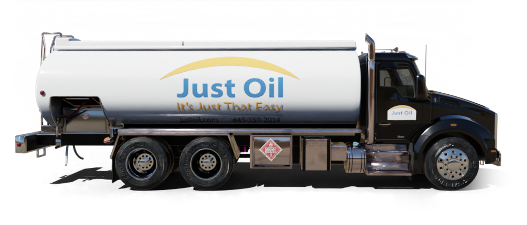 Liberty Fuel & Energy Heating Oil Truck  Liberty Fuel & Energy residential home heating oil truck parked in a driveway at sunset in Bay Shore, Long Island, New York delivering fuel oil.