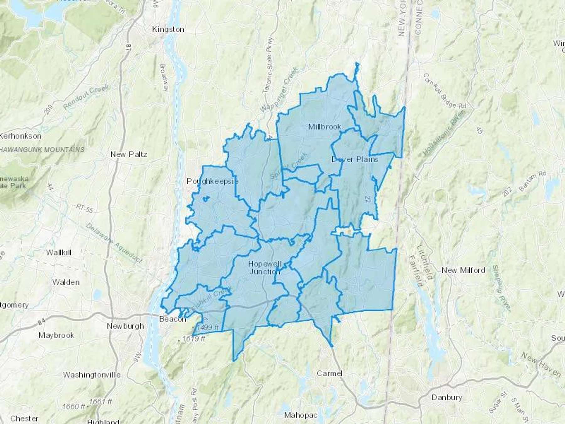 Just Oil LLC Cash Heating Oil Delivery Map Map With The Just Oil LLC Heating Oil Delivery Area Shaded In Blue