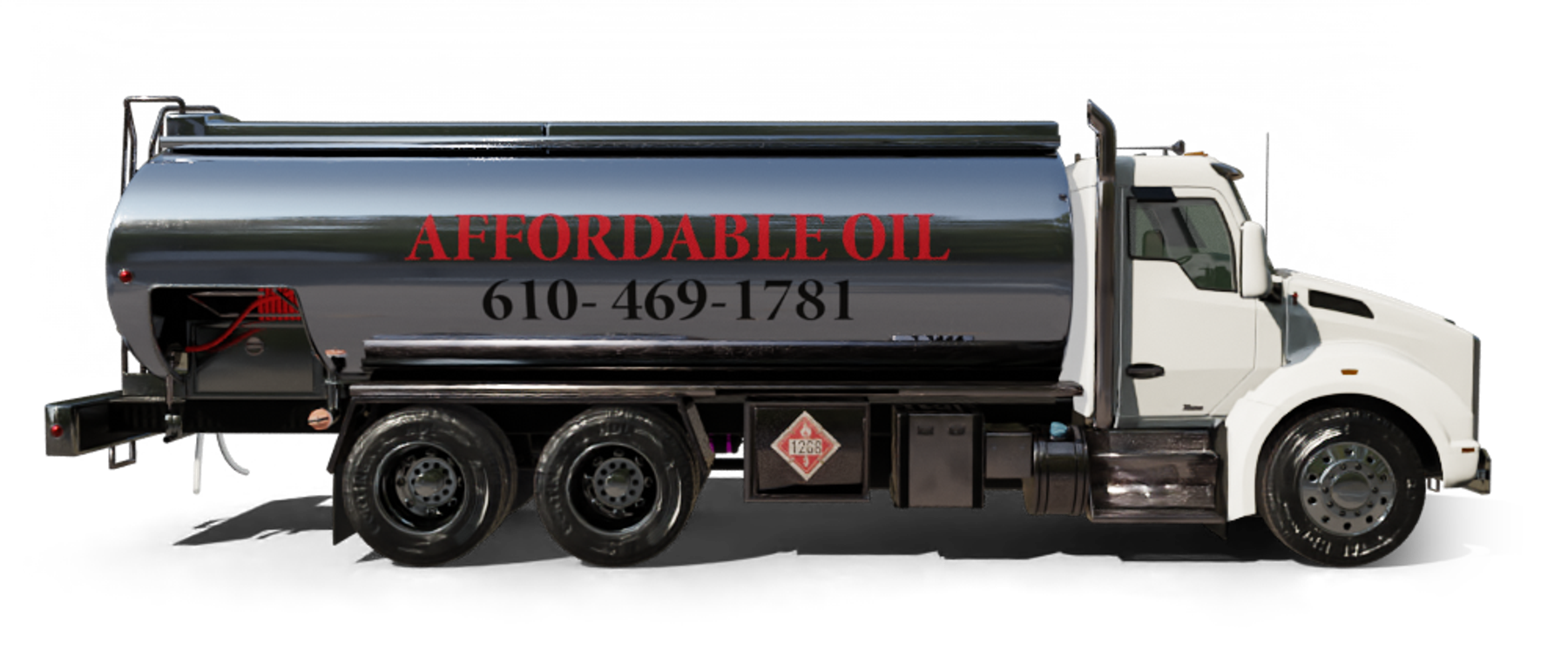 A.A. Fuel Oil Heating Oil Truck  A.A. Fuel Oil residential home heating oil truck in the driveway of a pink stucco home adjacent to a bridge and a canal in Medford, Long Island, New York delivering fuel oil.