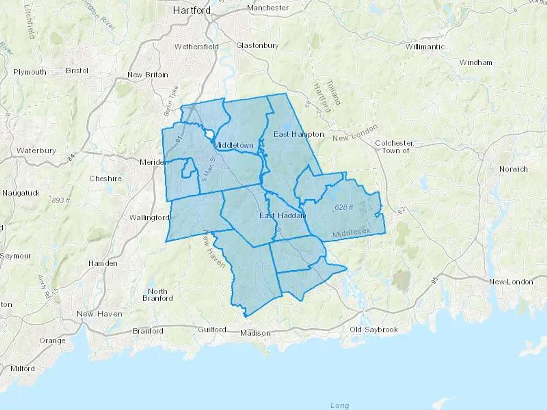 Peterson Oil Company Cash Heating Oil Delivery Map Map With The Peterson Oil Company Heating Oil Delivery Area Shaded In Blue