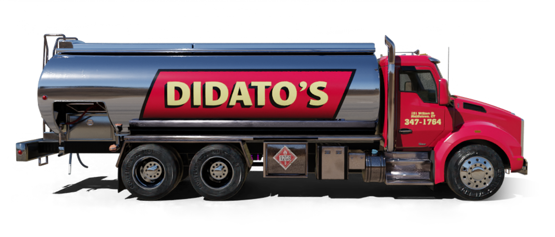 Unique Fuel Oil Heating Oil Truck Unique Fuel Oil residential home heating oil truck at the entrance portico in Brentwood, Long Island, New York delivering fuel oil.