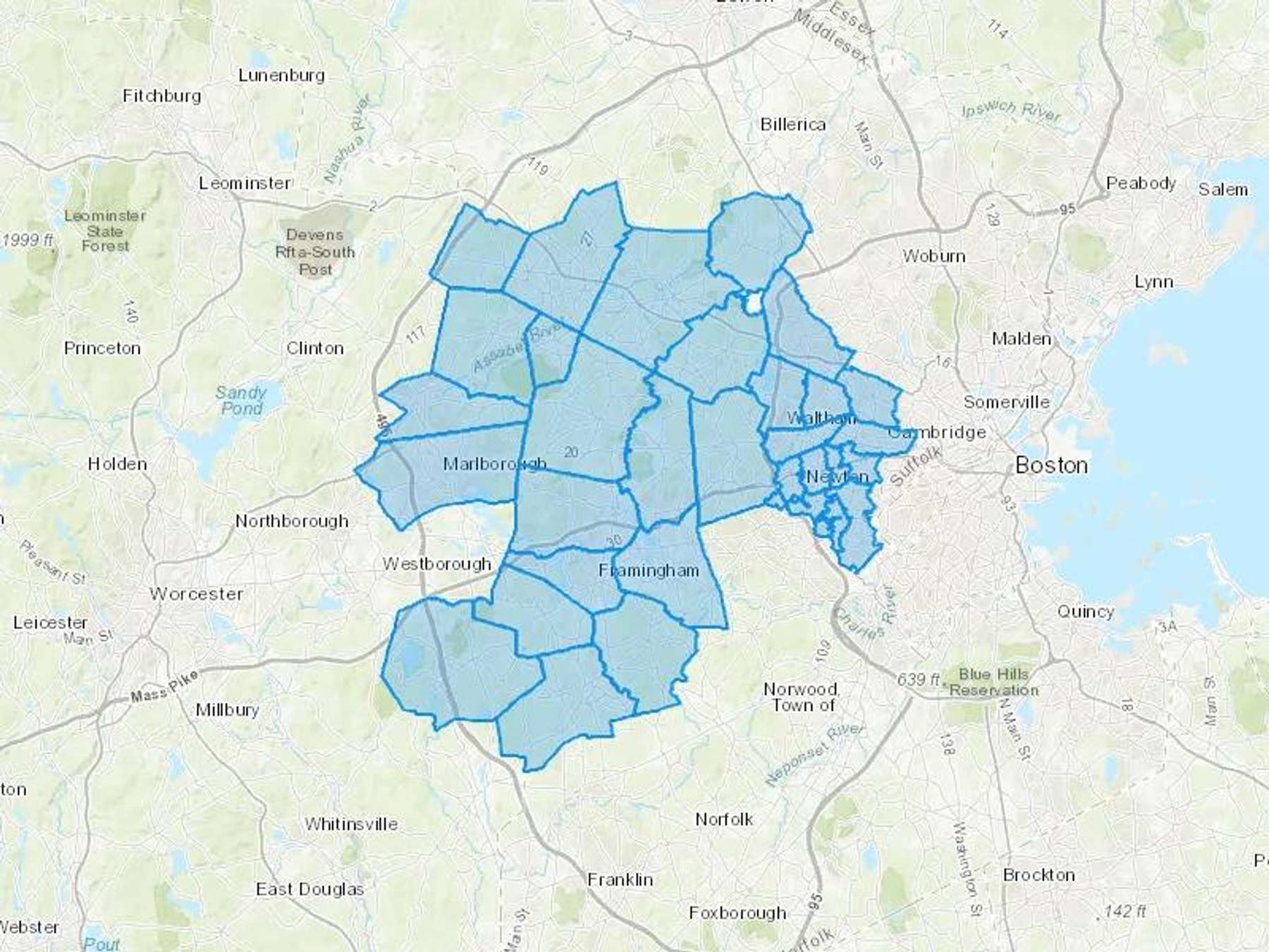 Jamie Oil Co Inc Cash Heating Oil Delivery Map Map With The Jamie Oil Co Inc Heating Oil Delivery Area Shaded In Blue