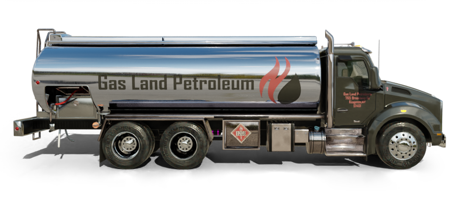 Fuelco Heating Oil Truck Fuelco residential home heating oil truck next to a large white home with a large American Flag hanging on the side in Wantagh, Long Island, New York delivering fuel oil.