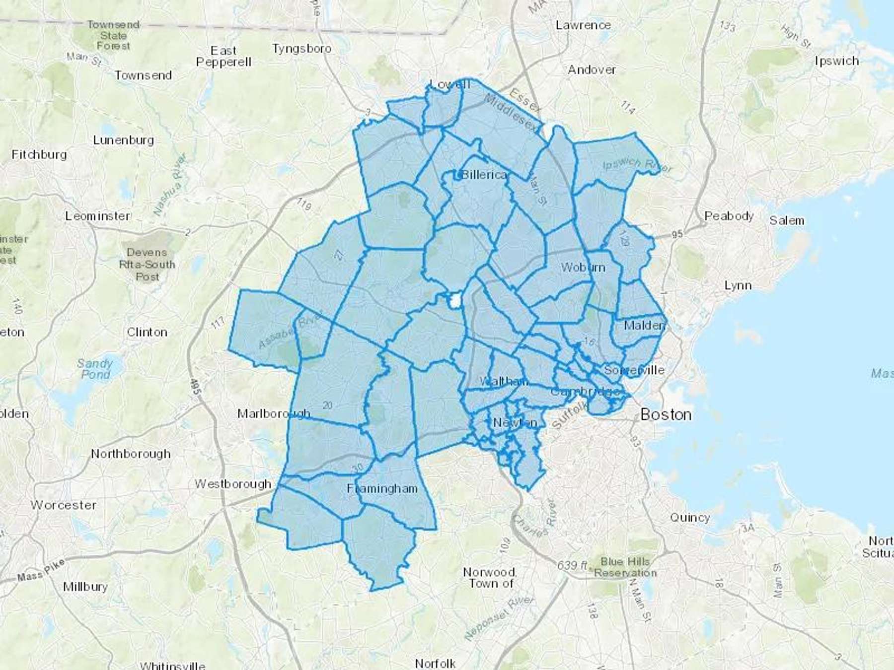 Belmont Oil Co Cash Heating Oil Delivery Map Map With The Belmont Oil Co Heating Oil Delivery Area Shaded In Blue