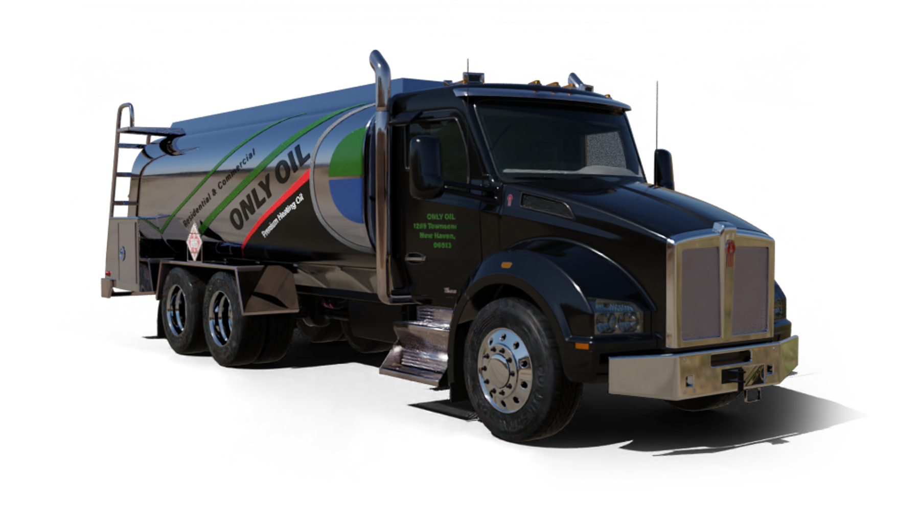 B & H Oil's Heating Oil Truck B & H Oil's Heating Oil Truck parked in front of barbar shop