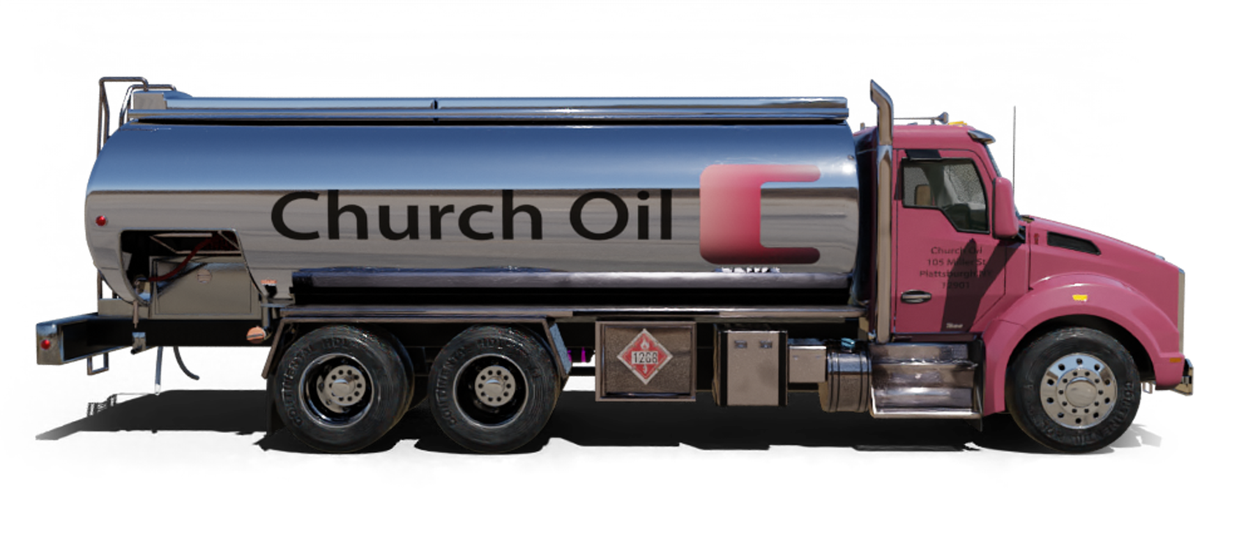 Calverton Fuel Oil Heating Oil Truck Calverton Fuel Oil residential home heating oil truck parked in front of a stone mansion with a Tesla SUV parked in the gravel driveway in Calverton, Long Island, New York delivering fuel oil.