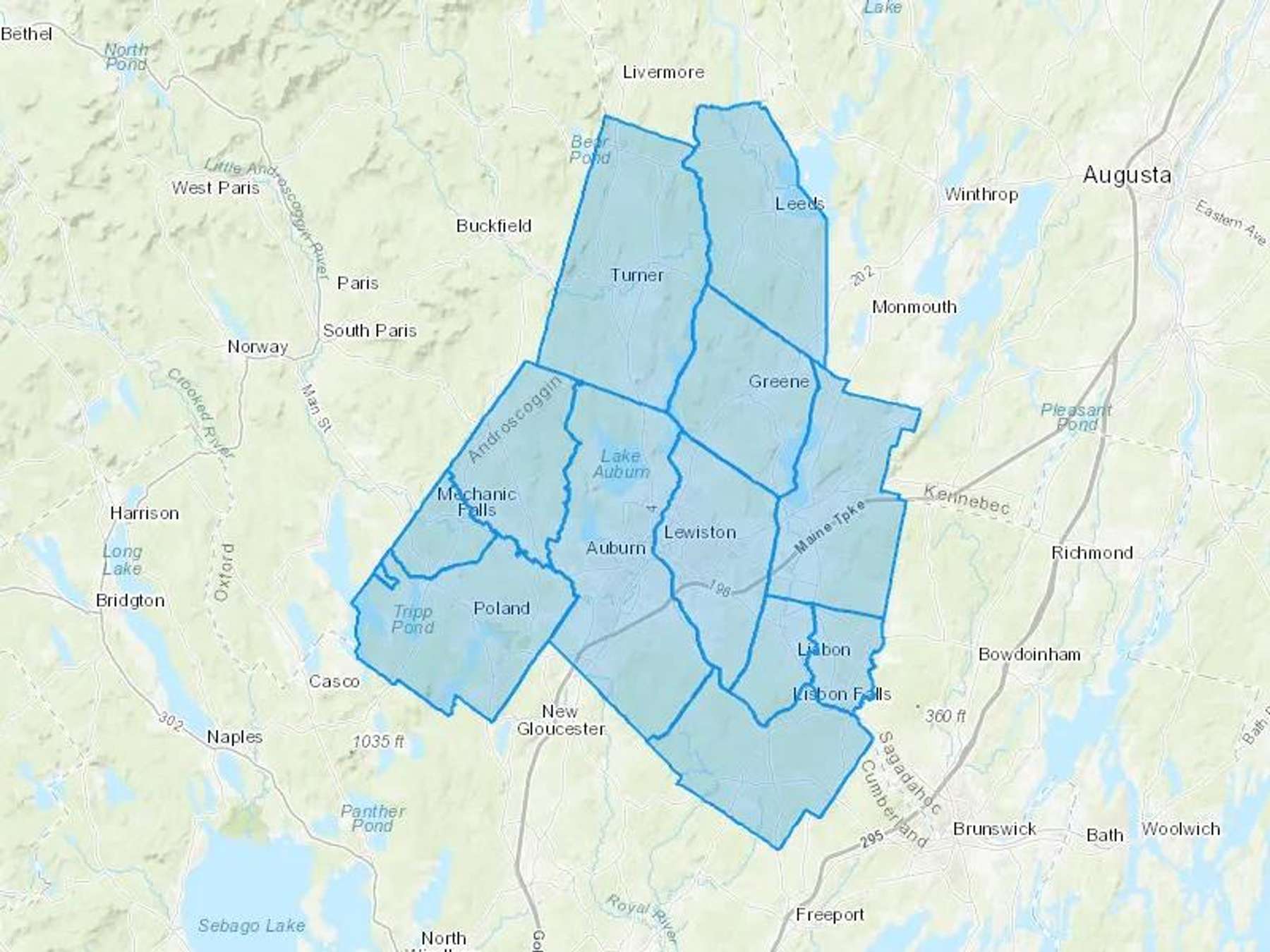 Ness Oil Company Cash Heating Oil Delivery Map Map With The Ness Oil Company Heating Oil Delivery Area Shaded In Blue