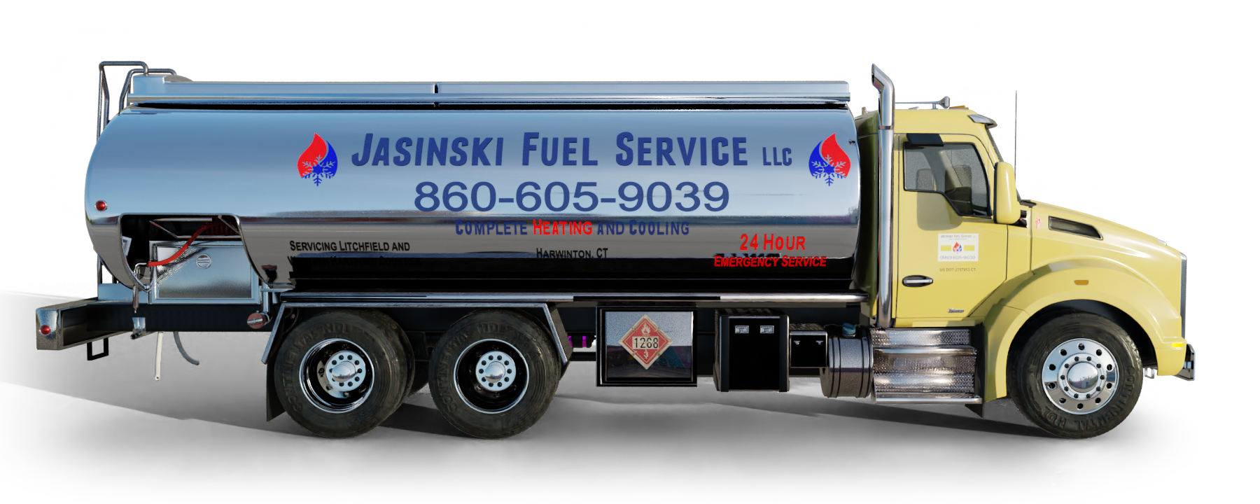 Slomin's Inc Heating Oil Truck Slomin's Inc residential home heating oil truck downtown in Baldwin, Long Island, New York delivering fuel oil.