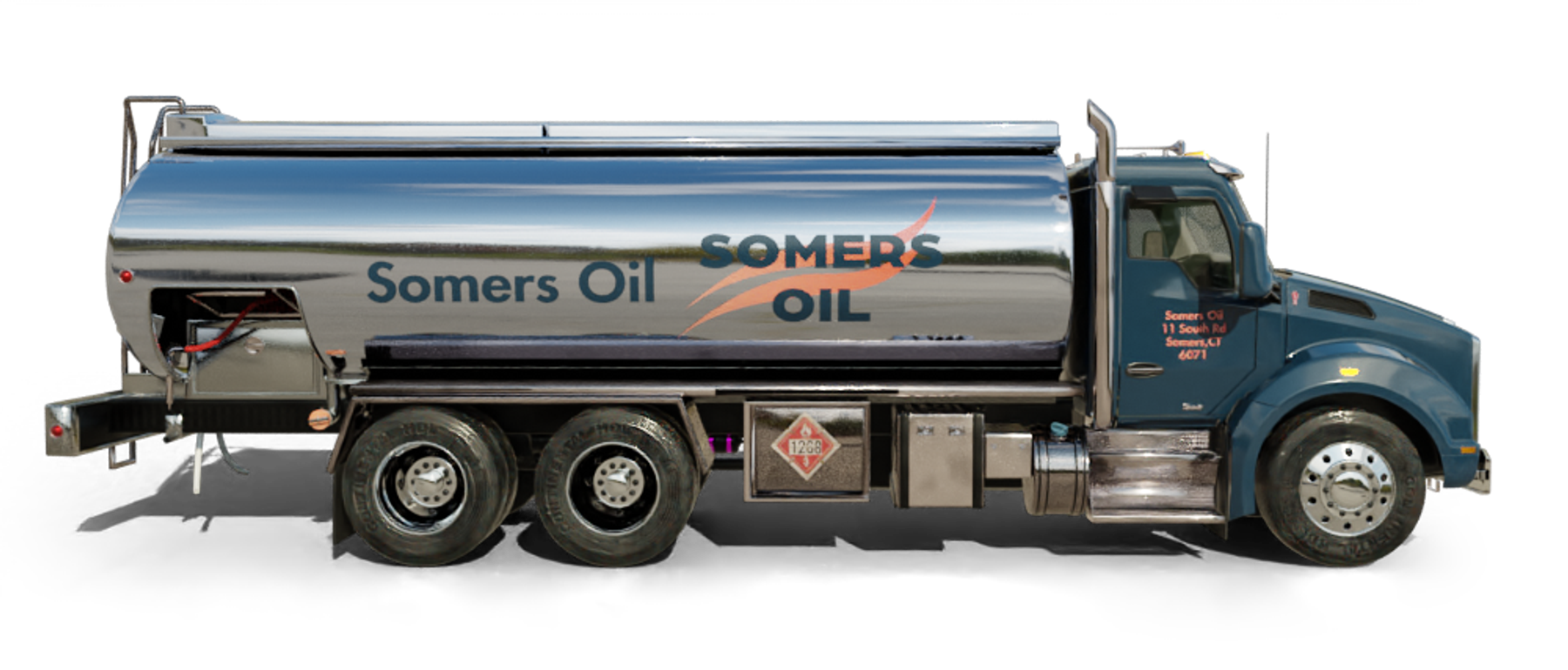 B & H Oil's Heating Oil Truck B & H Oil's Heating Oil Truck parked in front of barbar shop