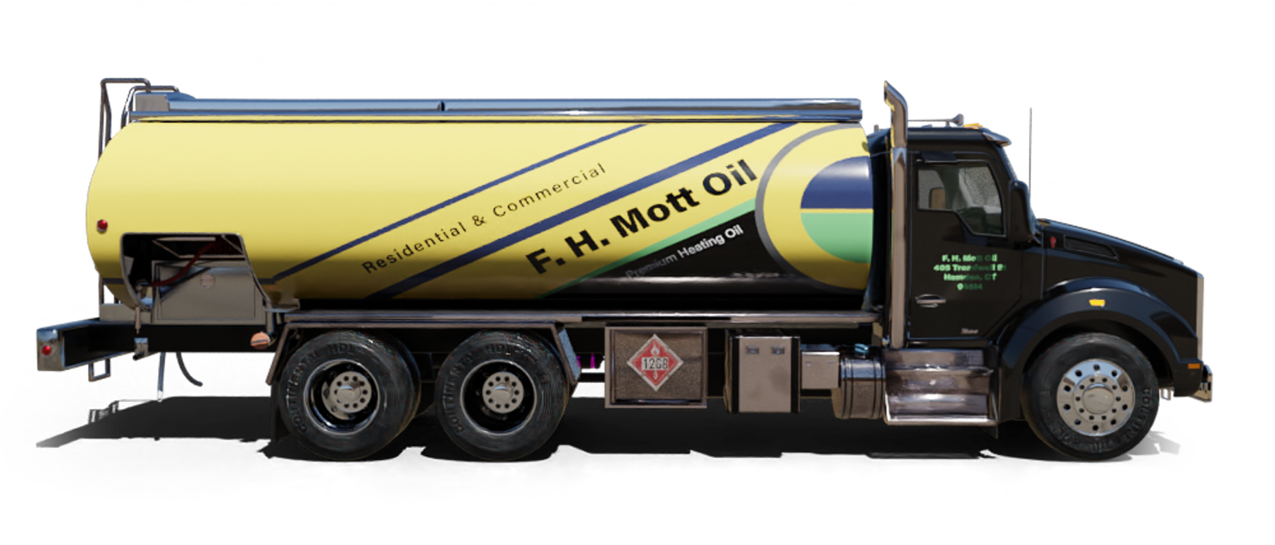 Unique Fuel Oil Heating Oil Truck Unique Fuel Oil residential home heating oil truck at the entrance portico in Brentwood, Long Island, New York delivering fuel oil.