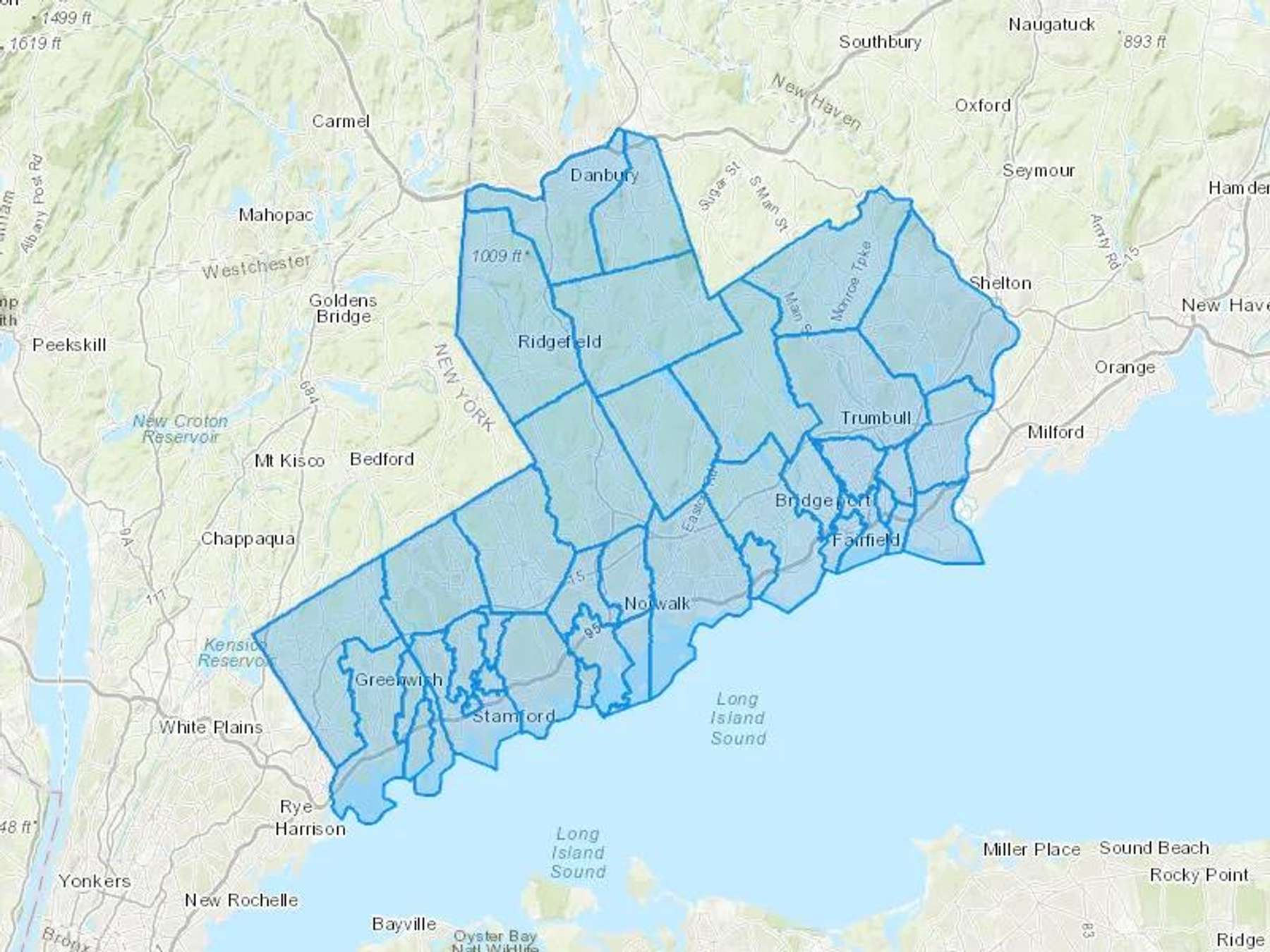 Coastline Fuel Cash Heating Oil Delivery Map Map With The Coastline Fuel Heating Oil Delivery Area Shaded In Blue