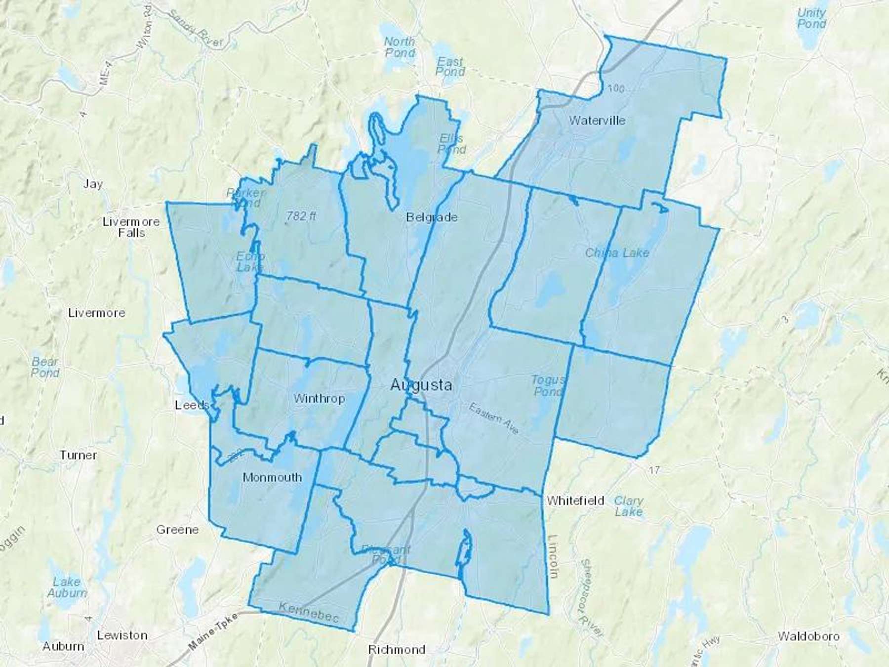 Augusta Fuel Company Cash Heating Oil Delivery Map Map With The Augusta Fuel Company Heating Oil Delivery Area Shaded In Blue