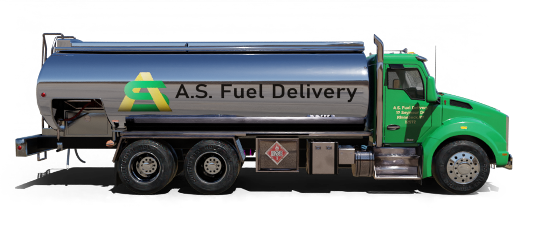 Above All Heating Oil Truck Above All residential home heating oil truck on the street outside the Ultra Fuel Station in Brentwood, Long Island, New York delivering fuel oil.