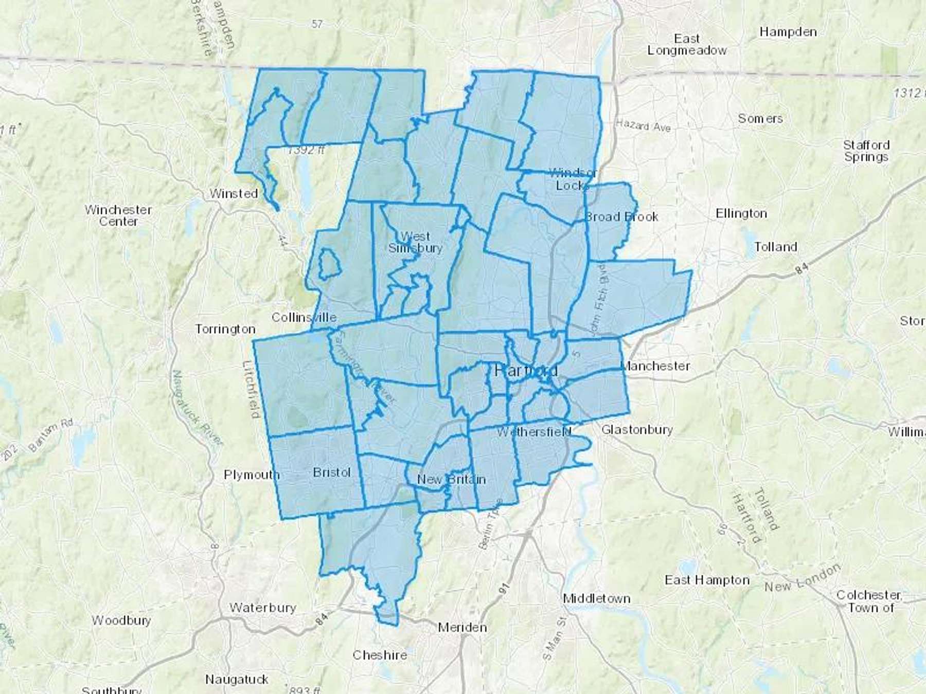 Canton West Avon Oil Cash Heating Oil Delivery Map Map With The Canton West Avon Oil Heating Oil Delivery Area Shaded In Blue