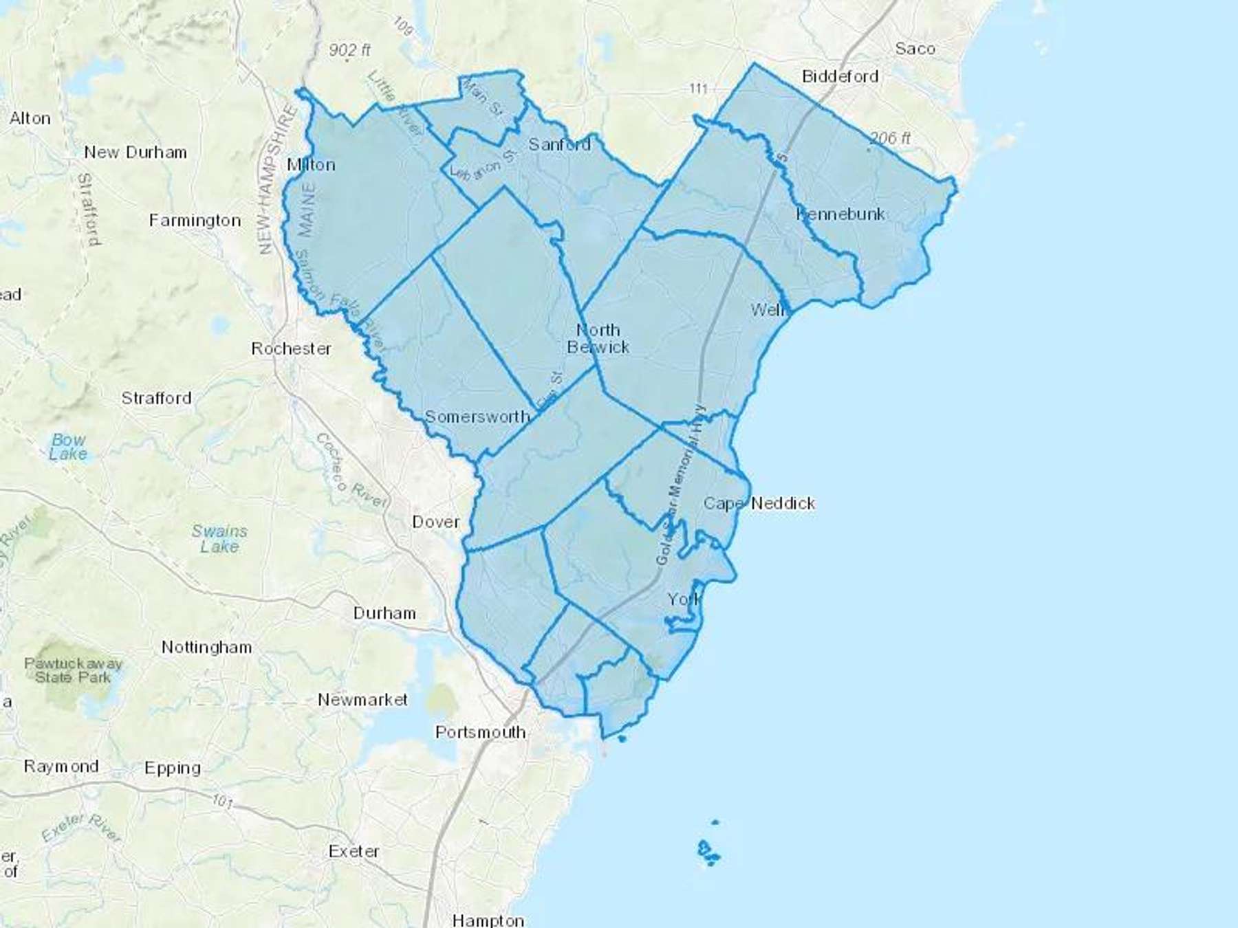 Gagnon & Son Inc Cash Heating Oil Delivery Map Map With The Gagnon & Son Inc Heating Oil Delivery Area Shaded In Blue