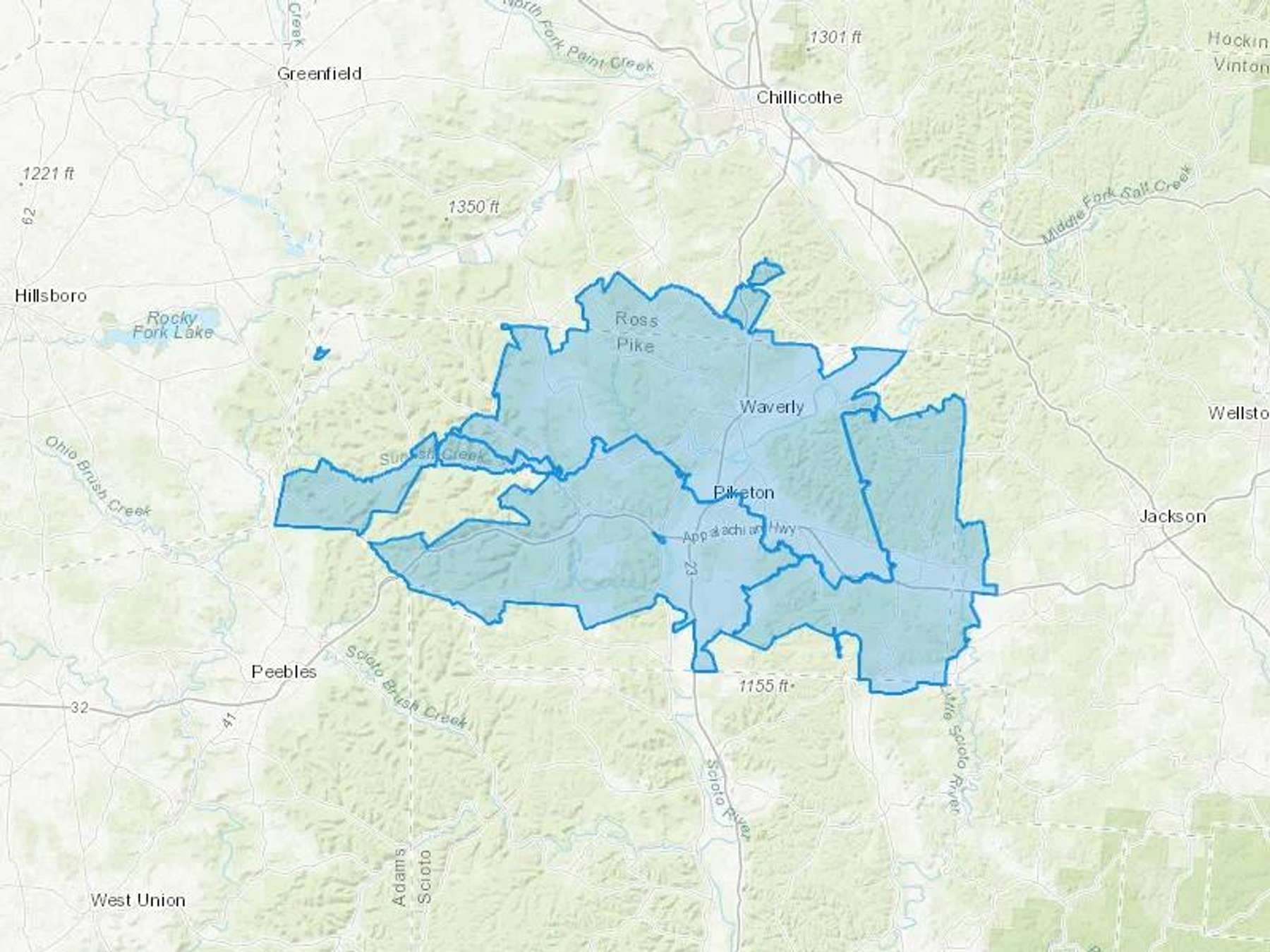Glockner Oil Company Cash Heating Oil Delivery Map Map With The Glockner Oil Company Heating Oil Delivery Area Shaded In Blue