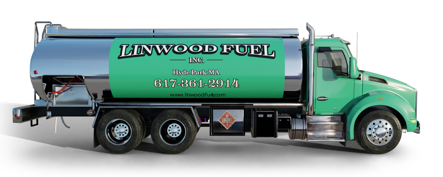 Allyn NY Heating Oil Truck Allyn NY residential home heating oil truck parked in a driveway in Bethpage, Long Island, New York delivering fuel oil.