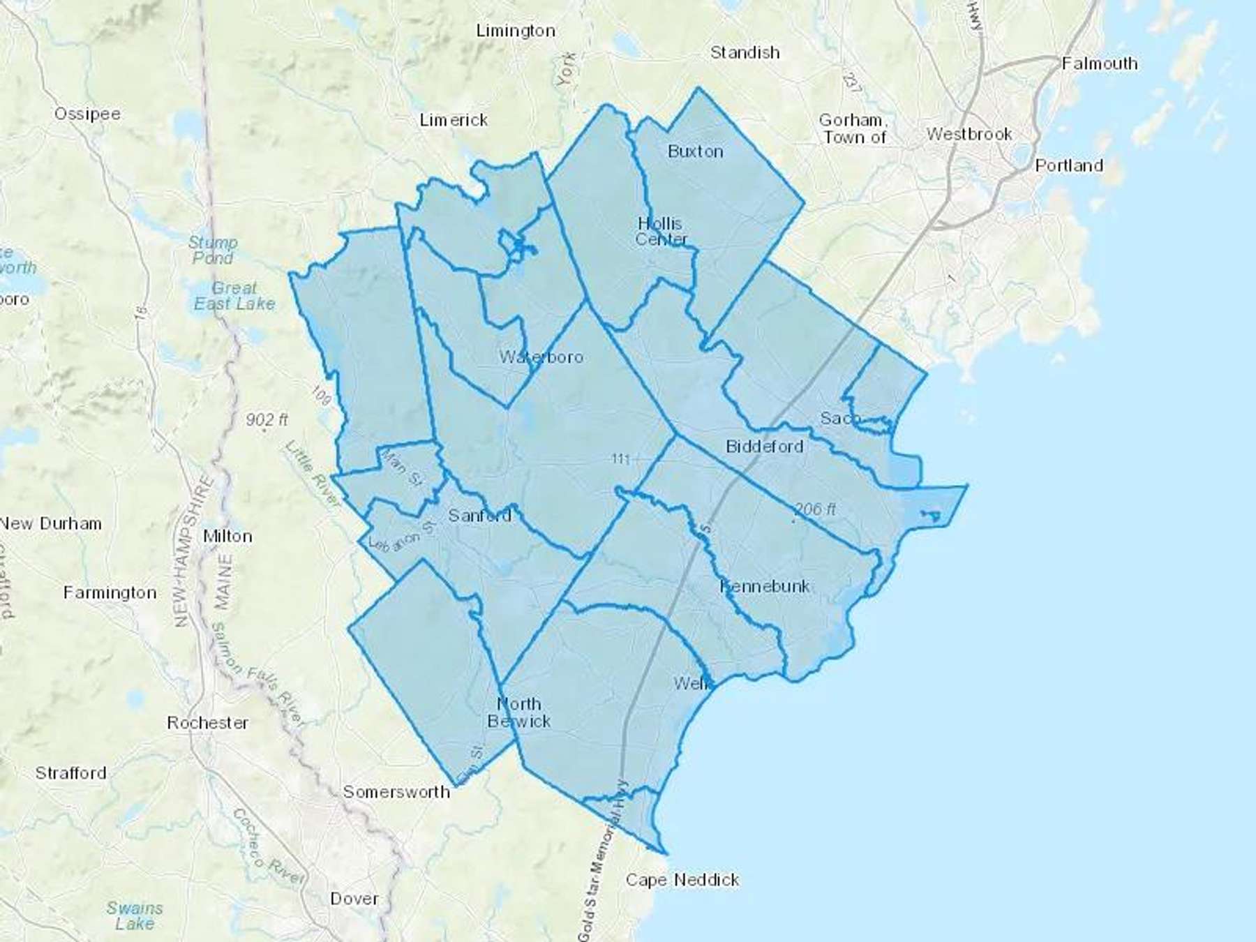 Provencher Fuels Cash Heating Oil Delivery Map Map With The Provencher Fuels Heating Oil Delivery Area Shaded In Blue