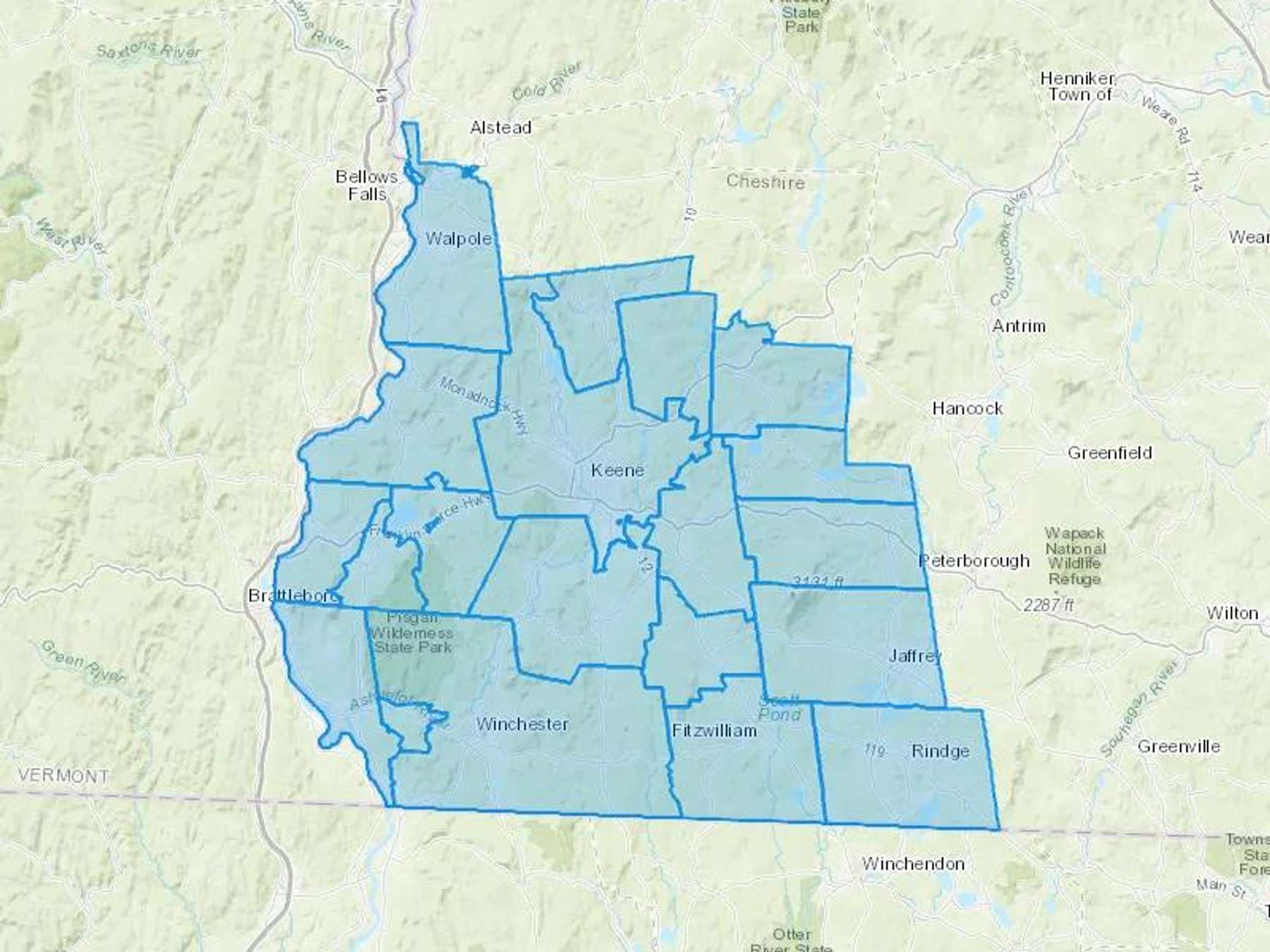 Swanzey Oil Cash Heating Oil Delivery Map Map With The Swanzey Oil Heating Oil Delivery Area Shaded In Blue