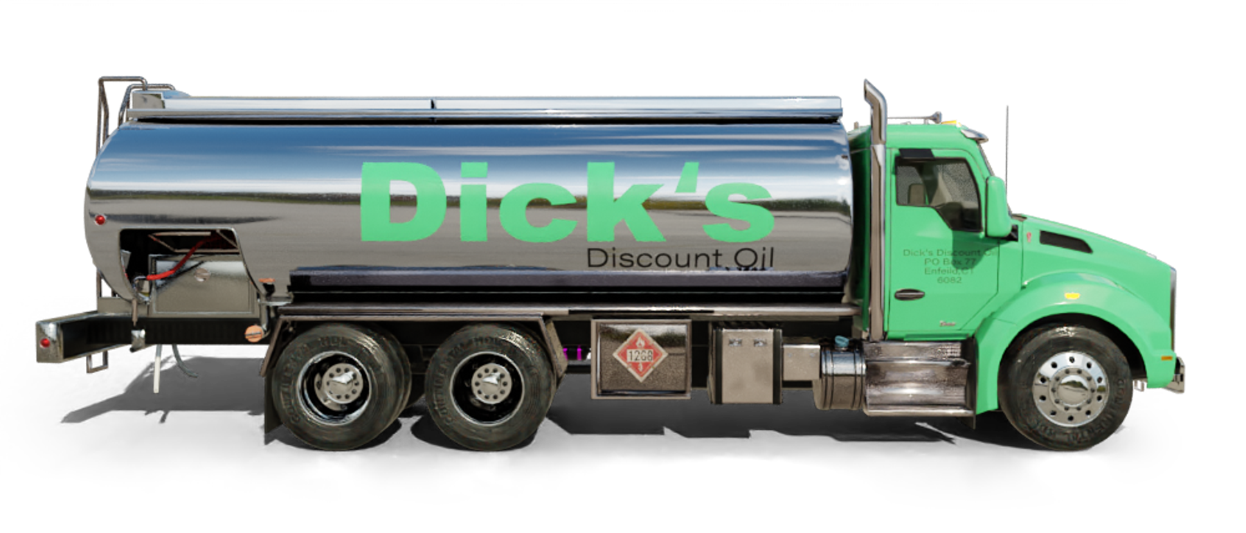 Slomin's Inc Heating Oil Truck  Slomin's Inc residential home heating oil truck downtown in Baldwin, Long Island, New York delivering fuel oil.