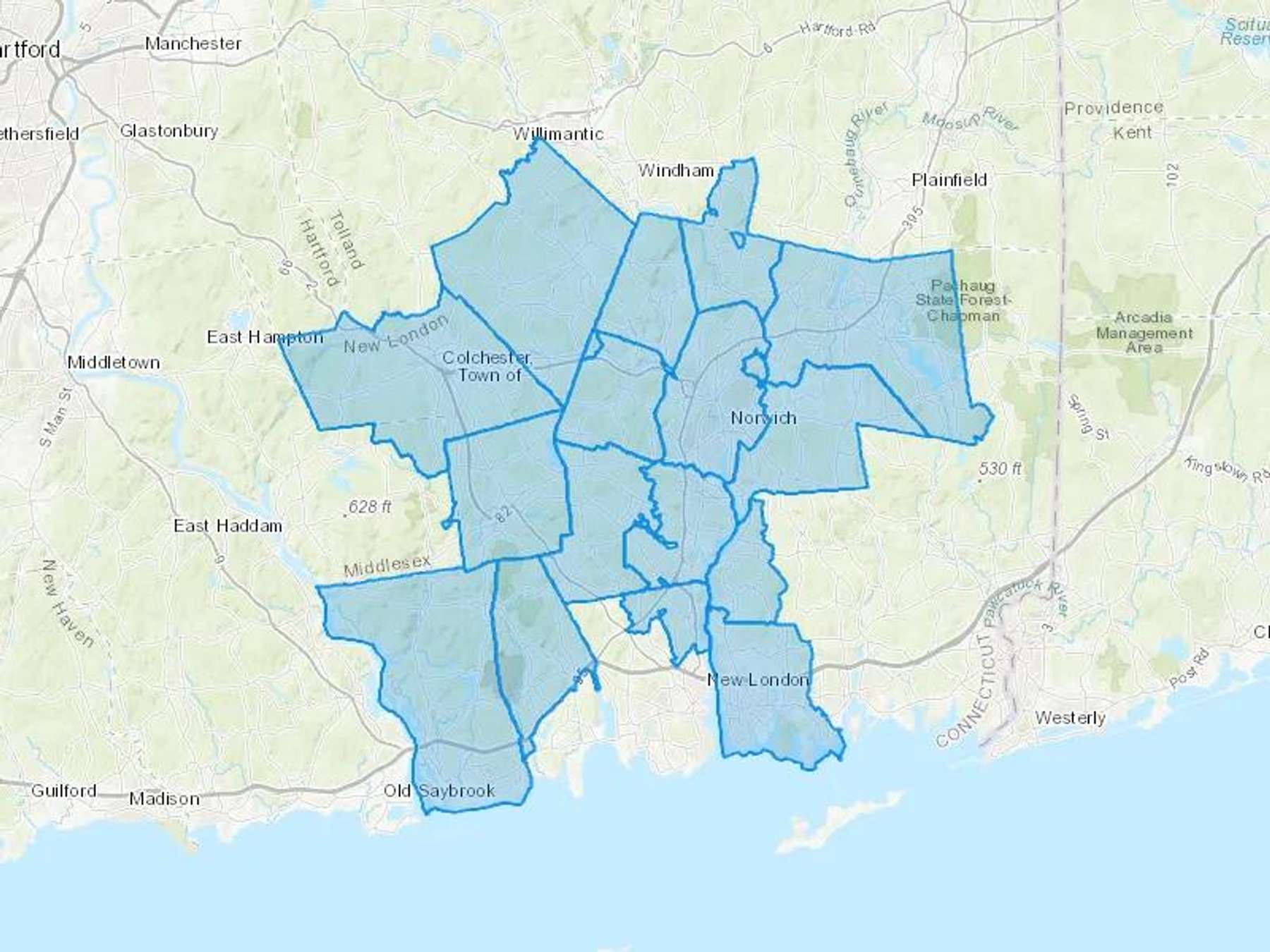 Benders Oil Service Cash Heating Oil Delivery Map Map With The Benders Oil Service Heating Oil Delivery Area Shaded In Blue