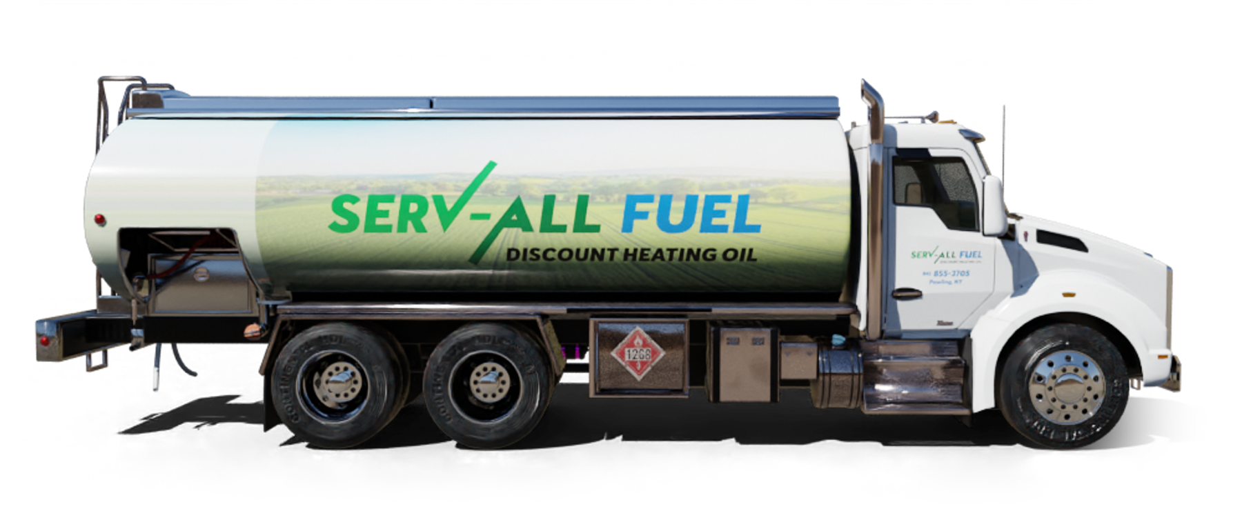 State Utilities Heating Oil Truck State Utilities residential home heating oil truck with a service van in Bethpage, Long Island, New York delivering fuel oil.