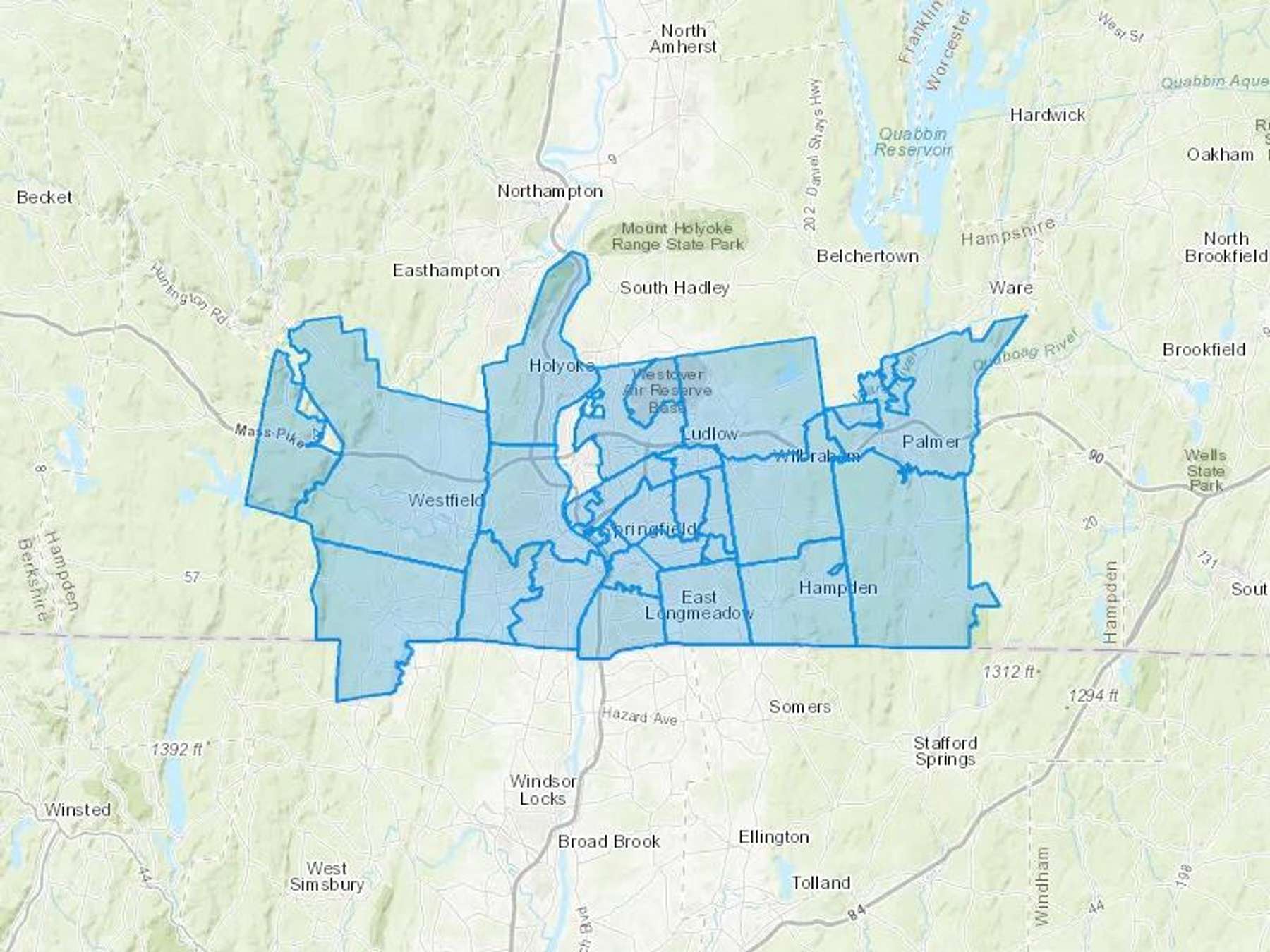 B & B Discount Oil Co Cash Heating Oil Delivery Map Map With The B & B Discount Oil Co Heating Oil Delivery Area Shaded In Blue