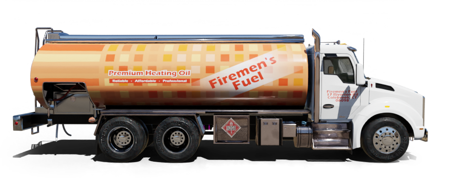 Patriot Petroleum Heating Oil Truck Patriot Petroleum residential home heating oil truck at an itersection with a historic gas station in Yaphank, Long Island, New York delivering fuel oil.