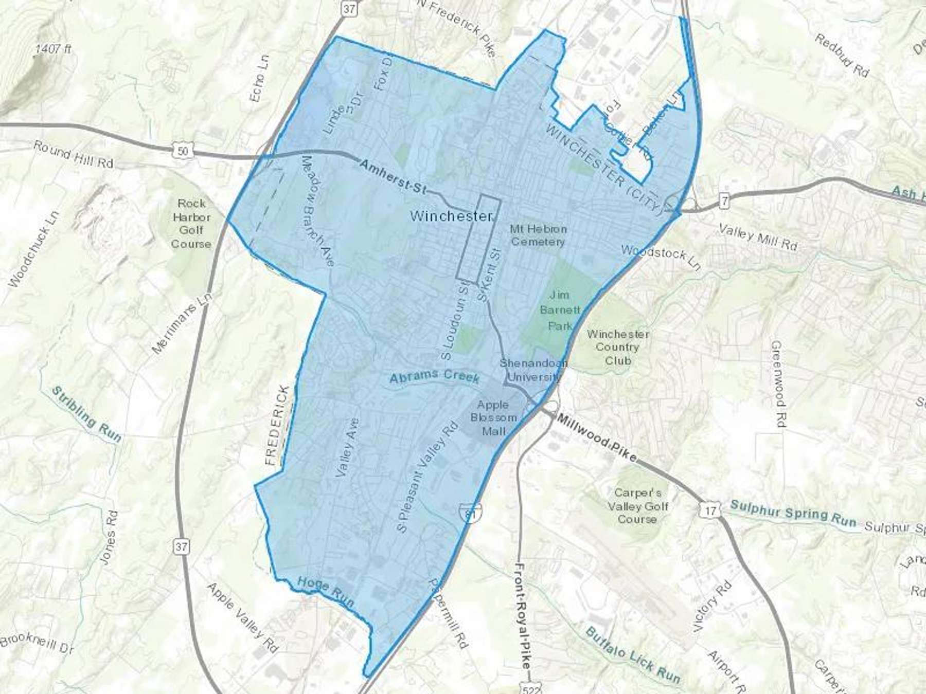 H N Funkhouser & Co Inc Cash Heating Oil Delivery Map Map With The H N Funkhouser & Co Inc Heating Oil Delivery Area Shaded In Blue