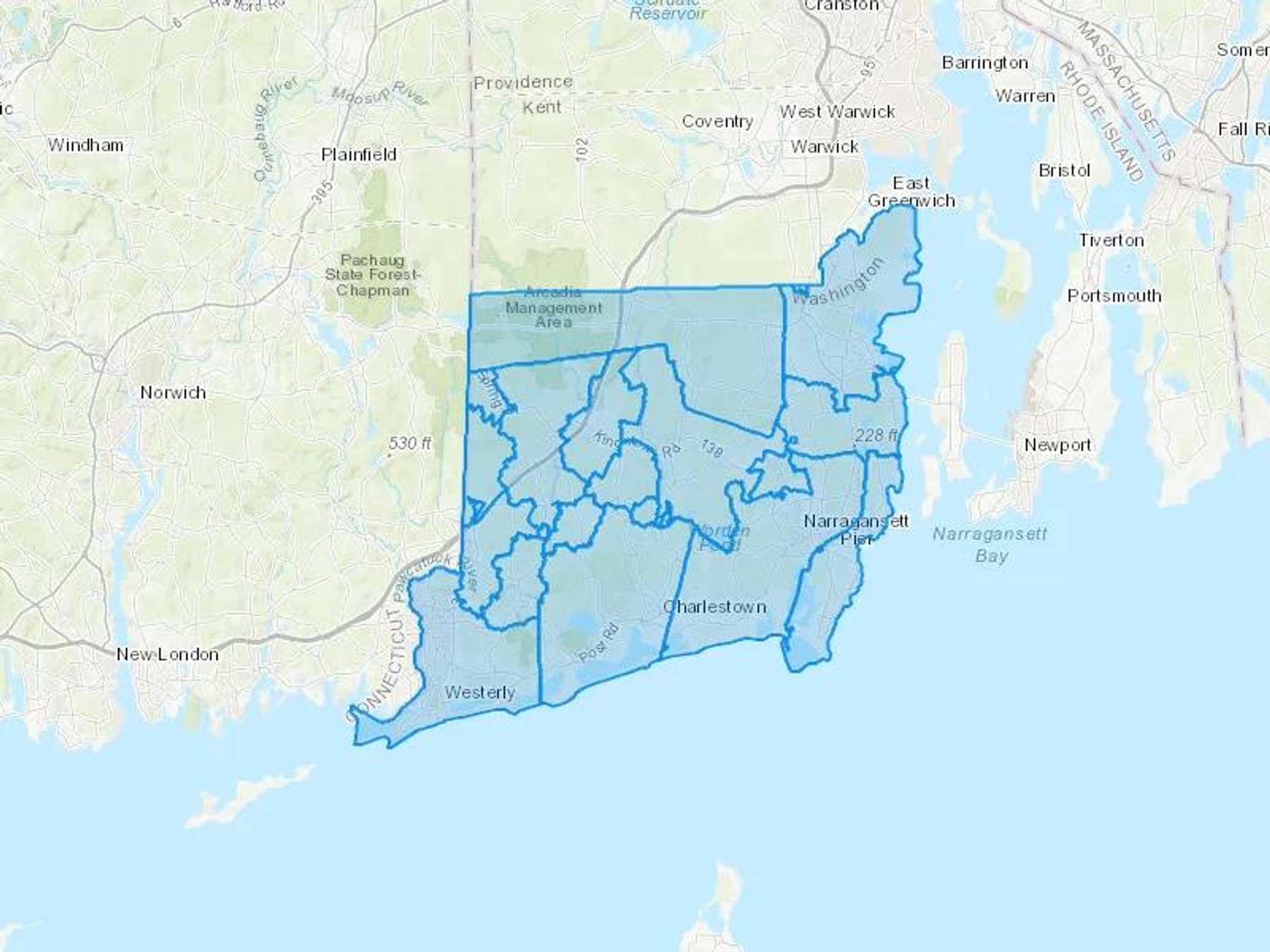 PIER FUEL CO Cash Heating Oil Delivery Map Map With The PIER FUEL CO Heating Oil Delivery Area Shaded In Blue