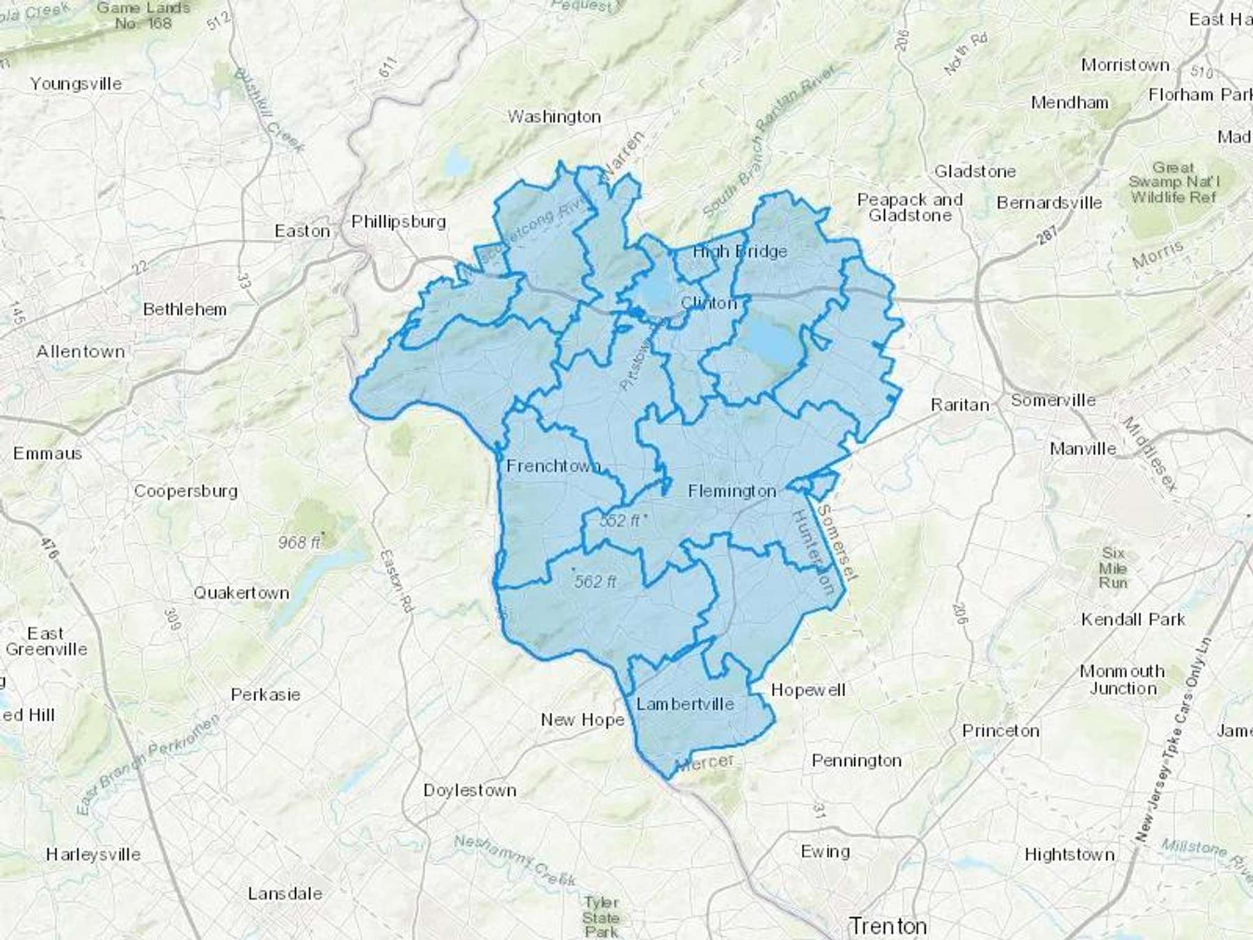 Stockton Fuel Oil Inc Cash Heating Oil Delivery Map Map With The Stockton Fuel Oil Inc Heating Oil Delivery Area Shaded In Blue