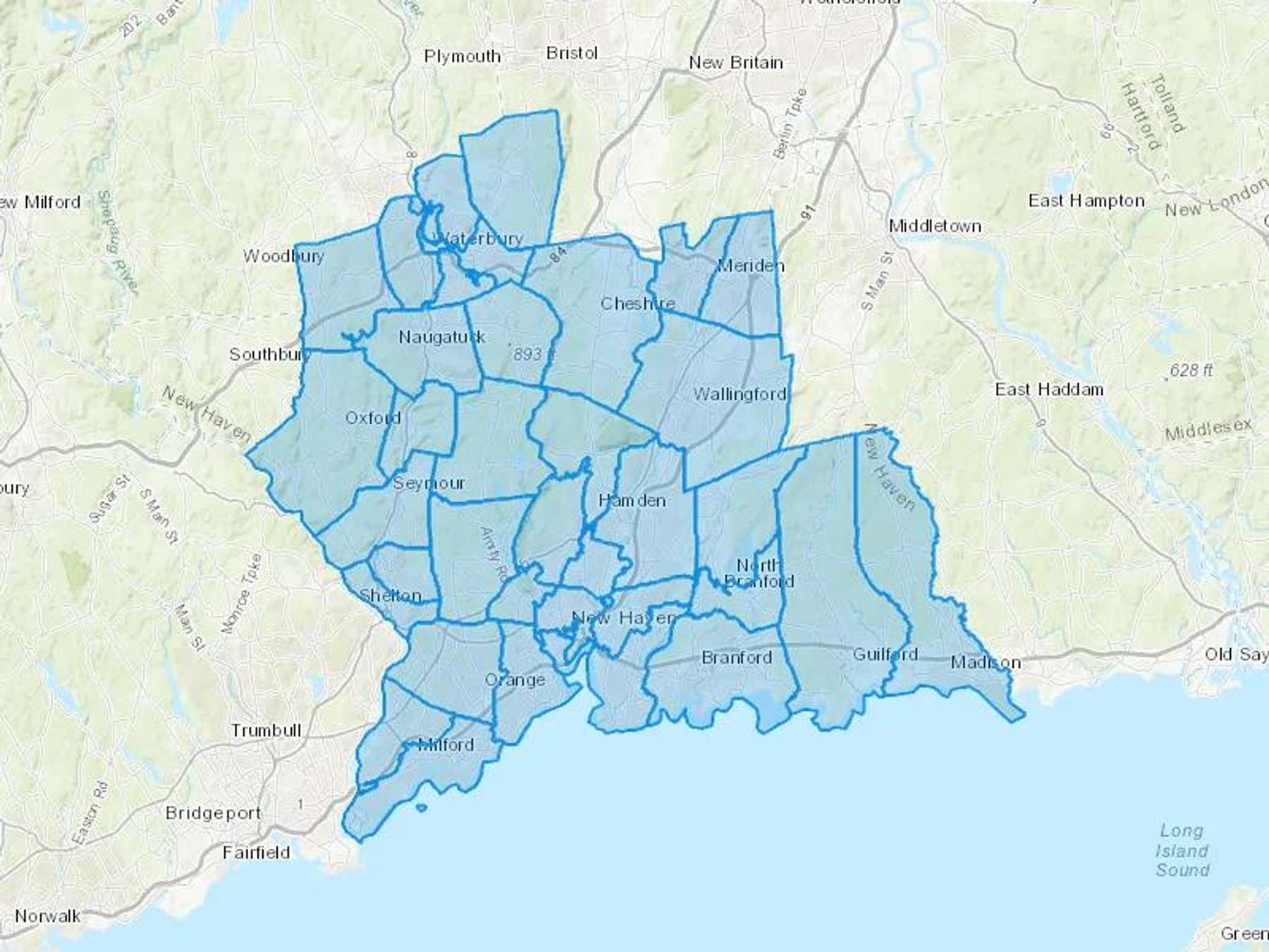 Delucia Fuel Oil Co LLC Cash Heating Oil Delivery Map Map With The Delucia Fuel Oil Co LLC Heating Oil Delivery Area Shaded In Blue